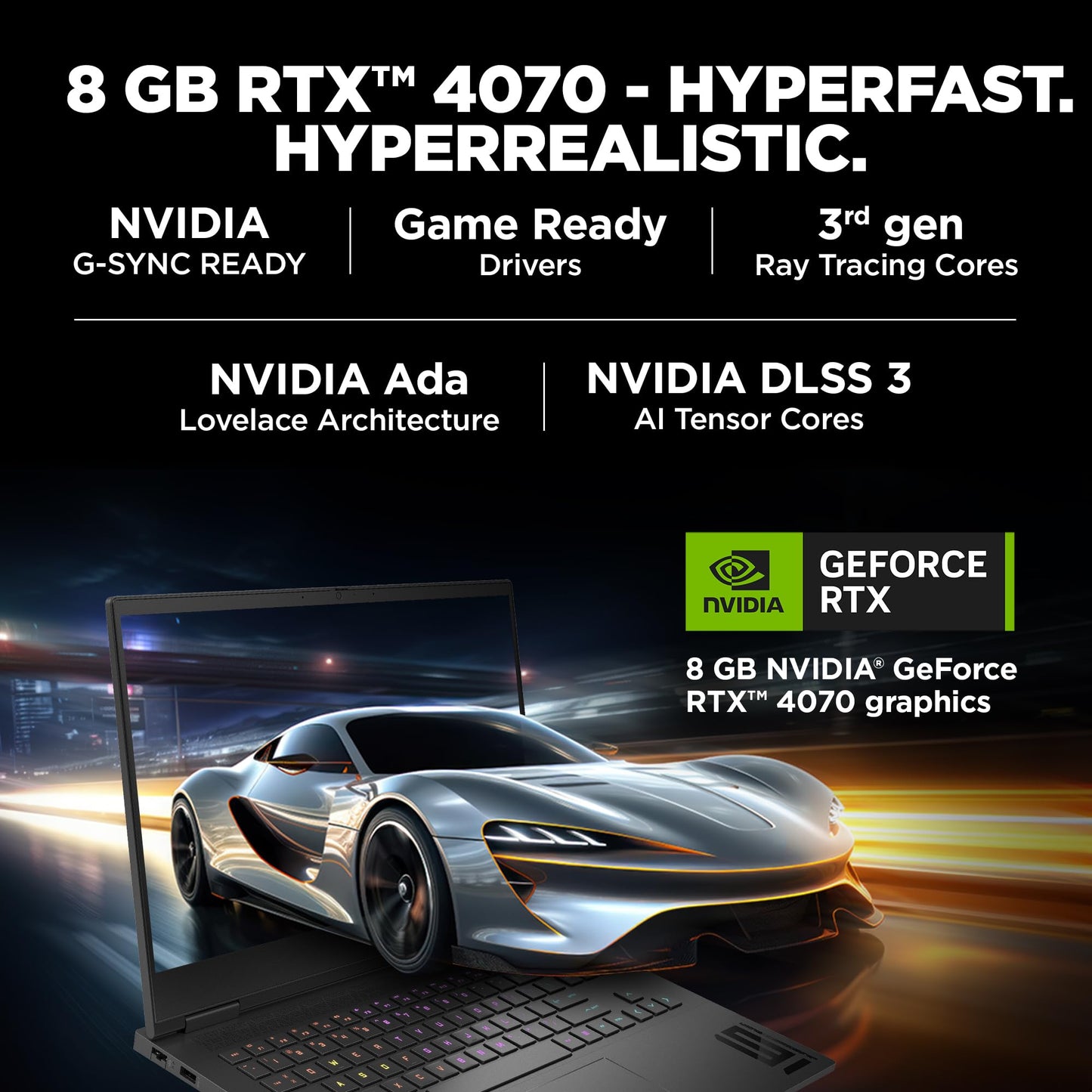 HP Smartchoice Omen, AMD Ryzen 9 7940HS, 8GB RTX 4070 (16GB DDR5,1TB SSD) 165Hz, IPS, 300 nits, FHD, 16.1''/40.9cm, Black, 2.38Kg, Xf0100Ax, RGB KB, B&O, Tempest Cooling, AI-Powered Gaming Laptop