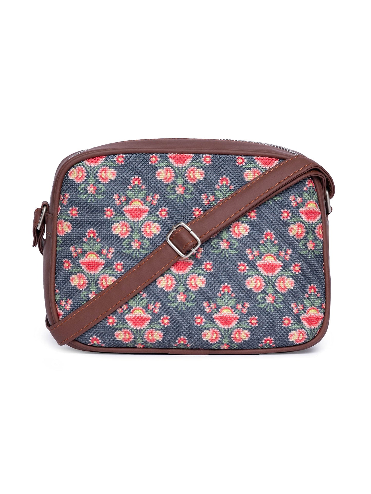 ZOUK Sling Bag | Crossbody Bags for Women | Women's Handbags | Stylish | Vegan Leather Evening Bag | Travel & Office Use | Purse and Wallet | Mughal Garden Print Print