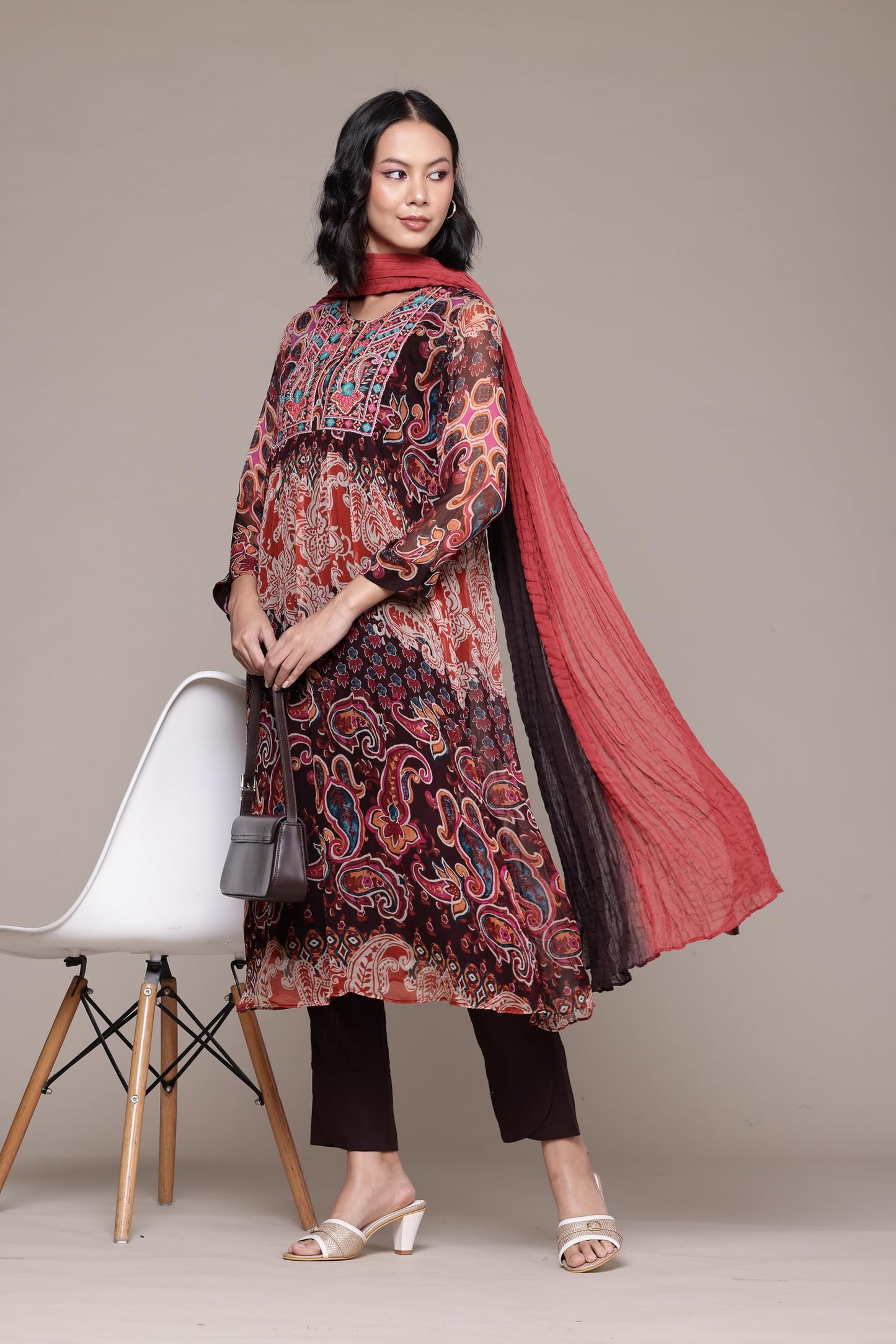 Aarke Ritu Kumar Black Cashmere Kurta With Pant And Dupatta
