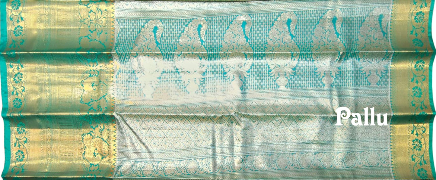 VFCollections Women's Kanchipuram Silk Pure Pattu Sarees With Blouse (Vfc297-1), Multi