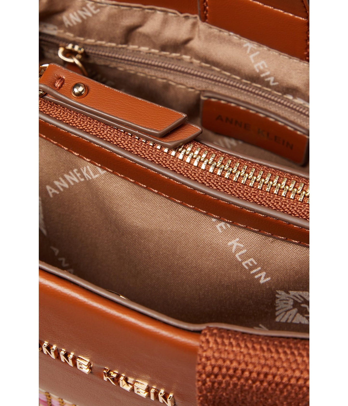 Anne Klein Texturized Canvas Mini Tote, Stripe Multi/Saddle, Stripe Multi / Saddle, One Size