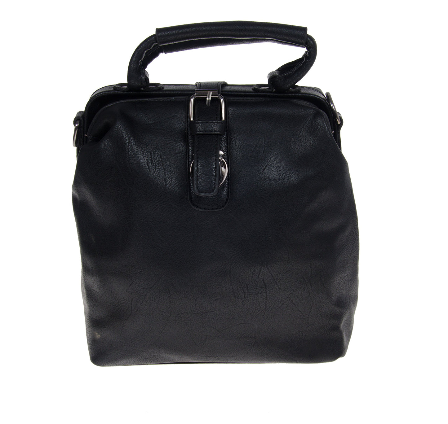 Artisan Crafted Leather Look Handbag Backpack/College Bag/Office Bag/Shoulder Bag (Black) with Removable Straps For Women/Girls