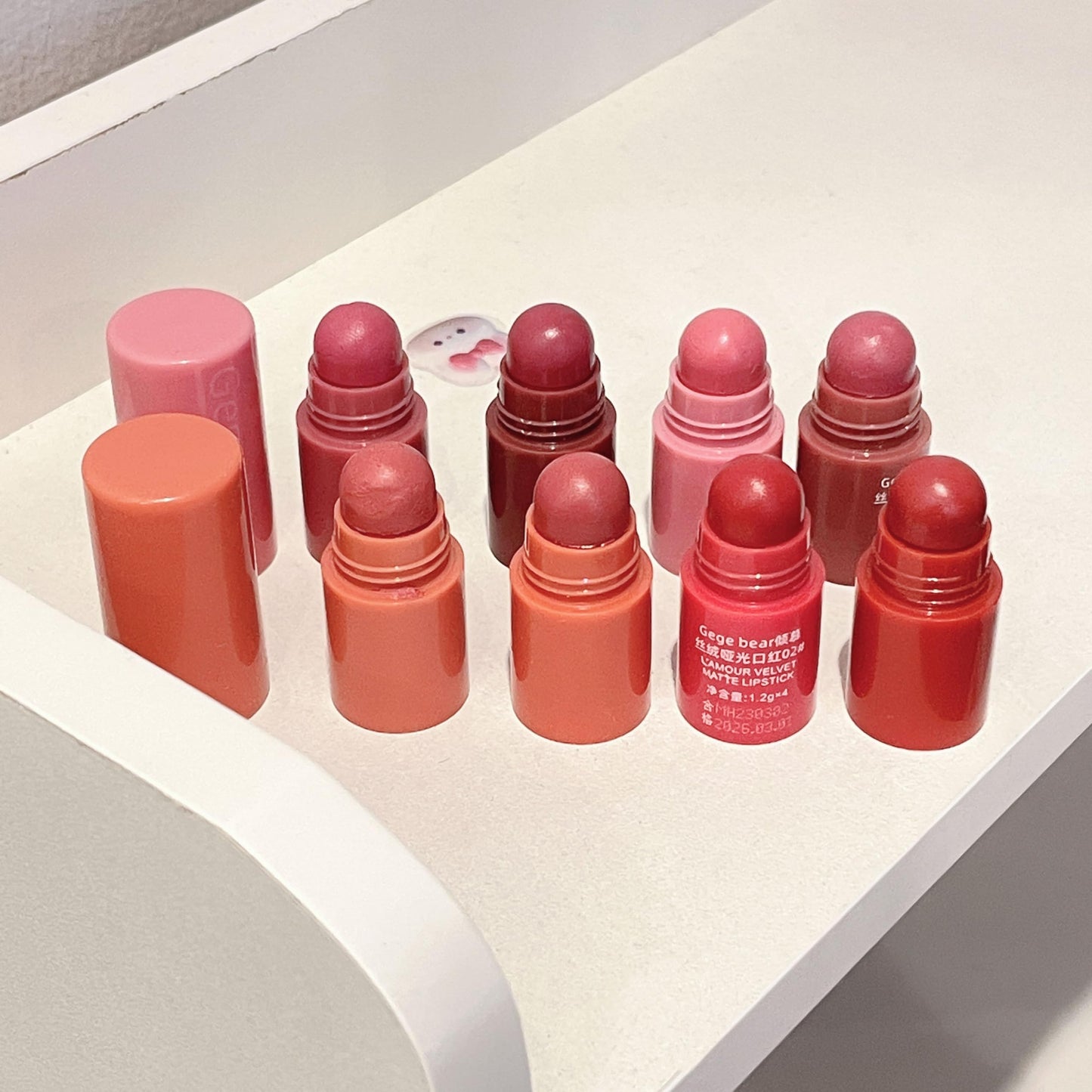 GEGE BEAR L'Amour 4-in-1 Velvet Matte Lipstick Crayon – Compact Design, Vibrant Shades, Long-Lasting & Smooth Application (SET 02, PACK OF 1)