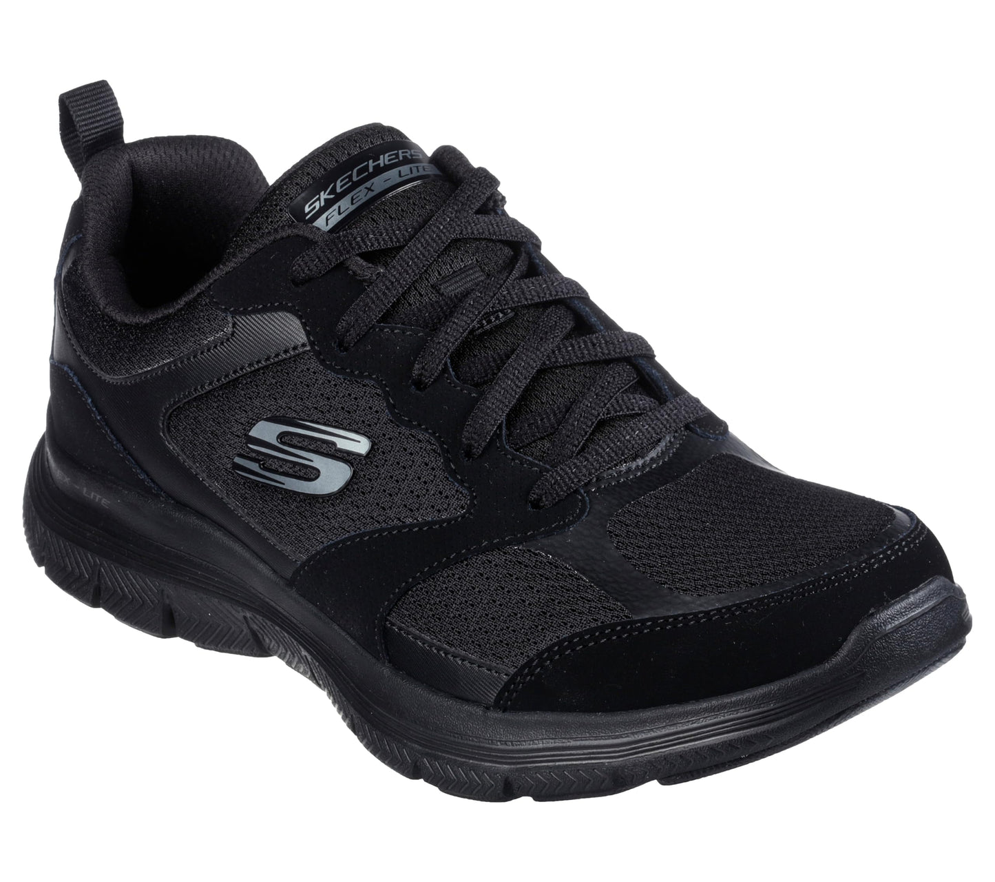 Skechers Women Flex Appeal 4.0-Active Flow Black Lace Up Casual Sneakers