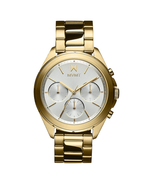 MVMT Stainless Steel Getaway Analog White Dial Gold Strap Women's Watch-28000128-D