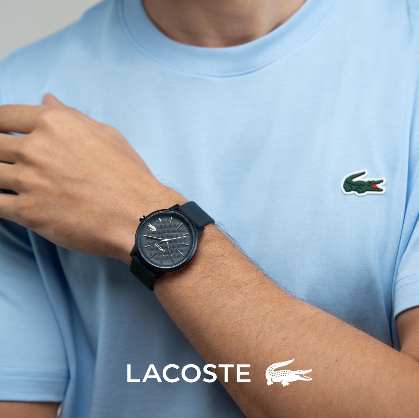 Lacoste Lacoste.12.12 Move Qtz Basic Blue Round Dial Men's Watch|Blue Silicone Material|Multi Color Band - 2011241