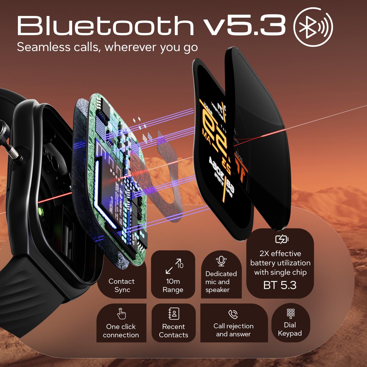 GOBOULT Trail Pro Smartwatch 2.01'' 3D Curved Screen+AMOLED, BT Calling 5.3, 600 Nits Brightness, IP68, 250+ Watchfaces, 120+ Sports Modes, AI Voice Assistant, SpO2 Tracking (Black)