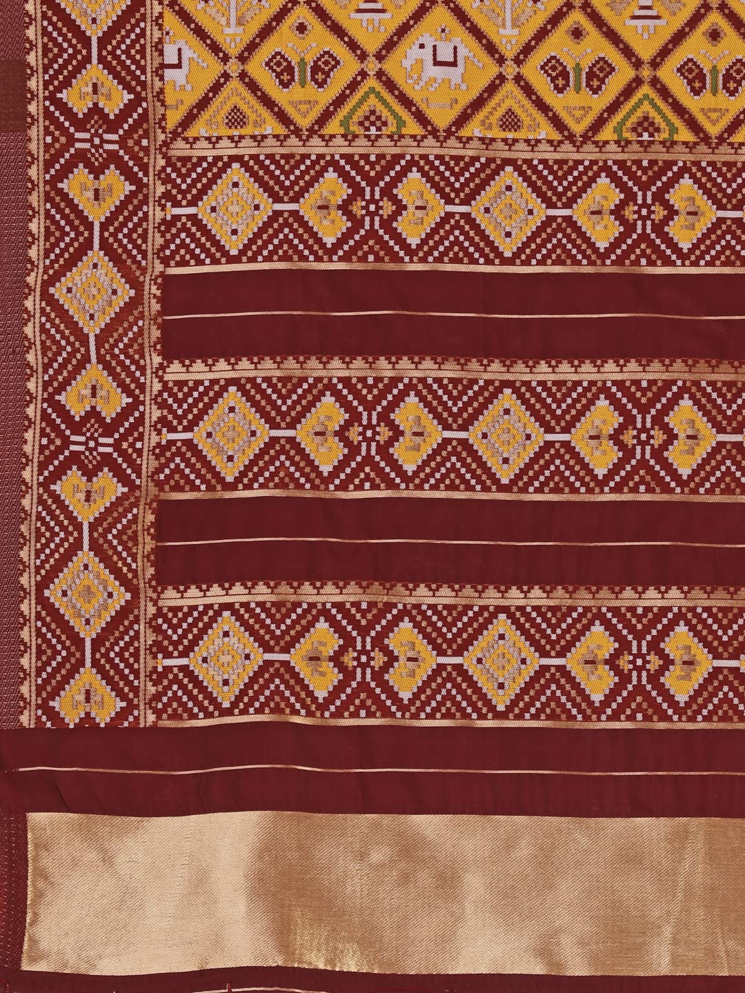 DEVANGI Women's Floral Silk Blend Dupatta (OM-DT-08-MUSTARD-A_Mustard Shade_Free Size)