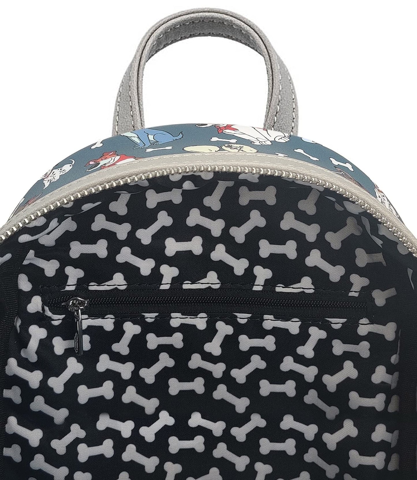 Loungefly Disney Dogs Mini-Backpack Handbag All Over Print Lady Tramp Dalmatians, Grey, Mini
