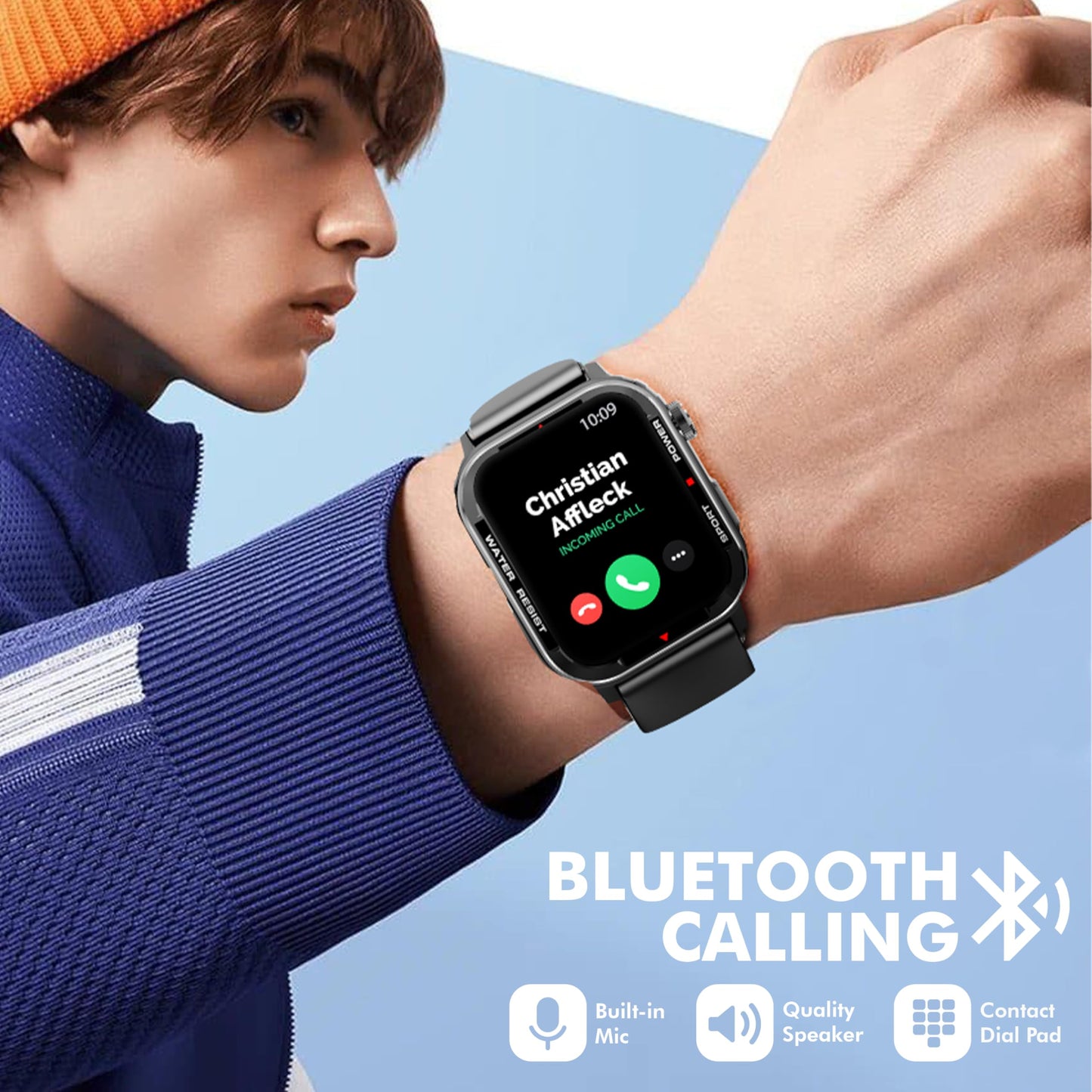 Nervfit Newly Launched Phoenix Smartwatch 1.85" NervX OLED Display, Bluetooth Calling, IP67 Waterproof, Fitness & Health Tracker with Heart Rate, SpO2, Stress & Sleep Monitoring (Midnight Black)