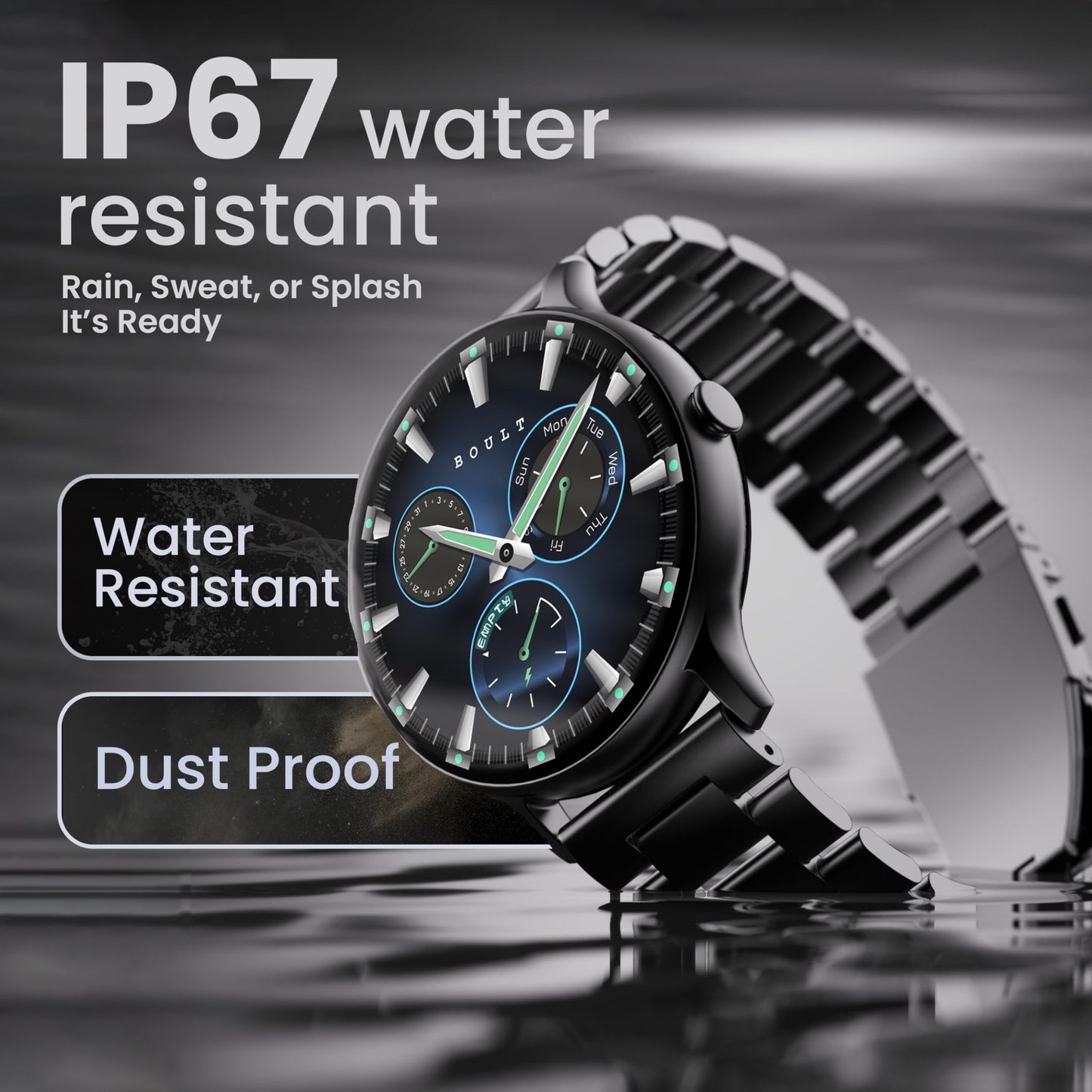 Boult Newly Launched Dire Smartwatch 1.38'' 2.5D Curved HD Display, BT Calling, 500 Nits Brightness, IP67, 250+ Watchfaces, 120+ Sports Modes, AI Voice Assistant, SpO2 Monitoring (Metal Black)