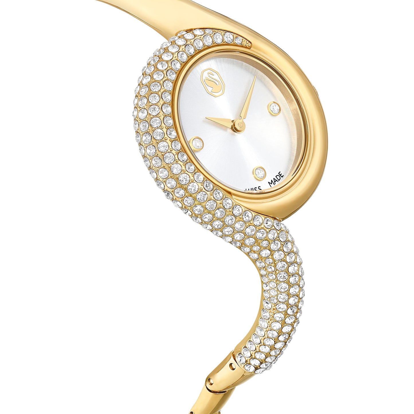Swarovski Women's Dextera Asymmetric Watch, Swiss Automatic, Gold Tone Metal Bracelet, 29mm Case, Gold Dial, Sapphire Crystal, Foldover Clasp