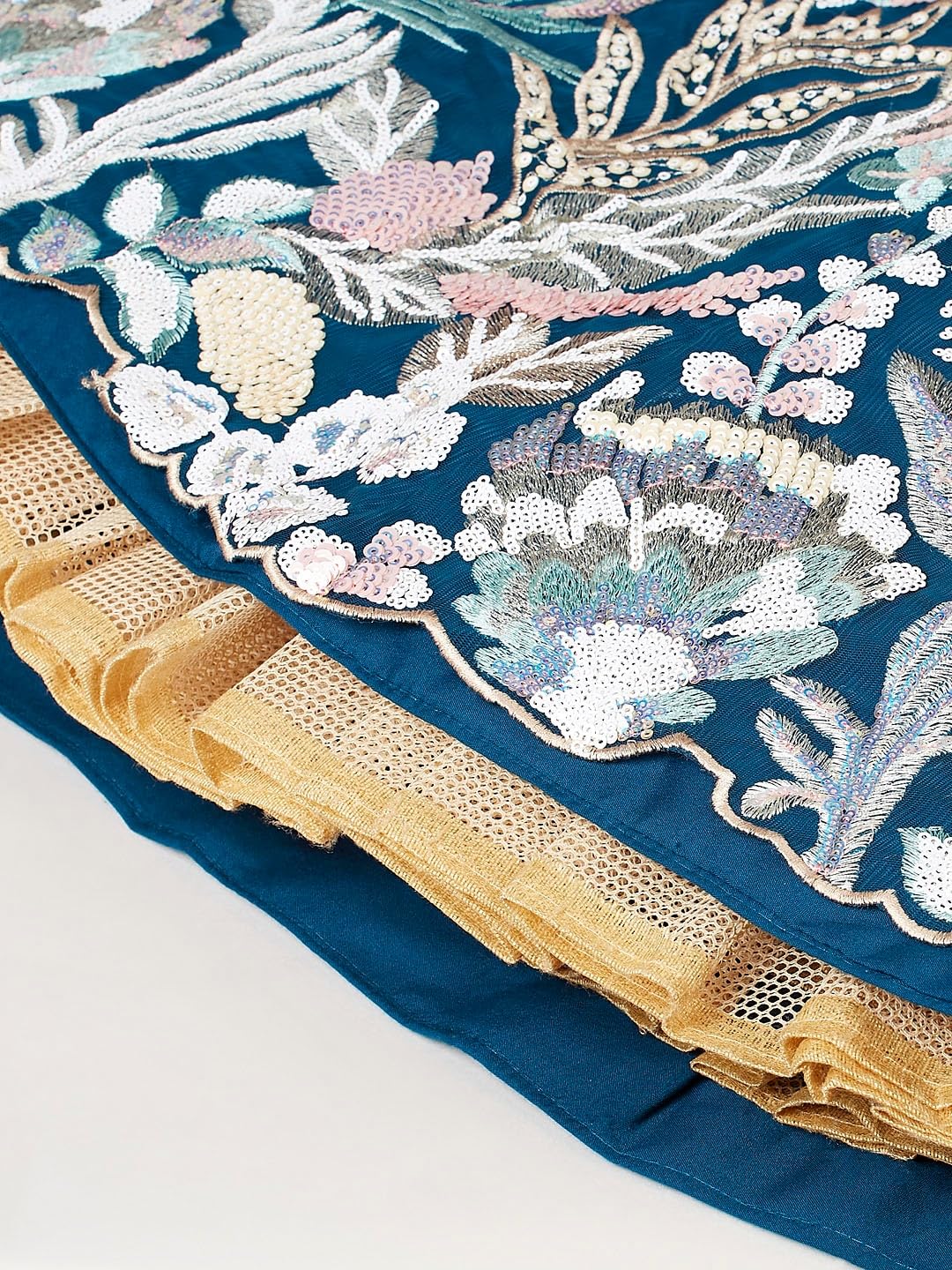 Zeel Clothing Women's Sequins Embroidered Fabric Soft Net Lehenga Choli With Dupatta (6032-Blue-Wedding-Stylish-Lehenga-Choli-Latest; Free Size), Customizable Length