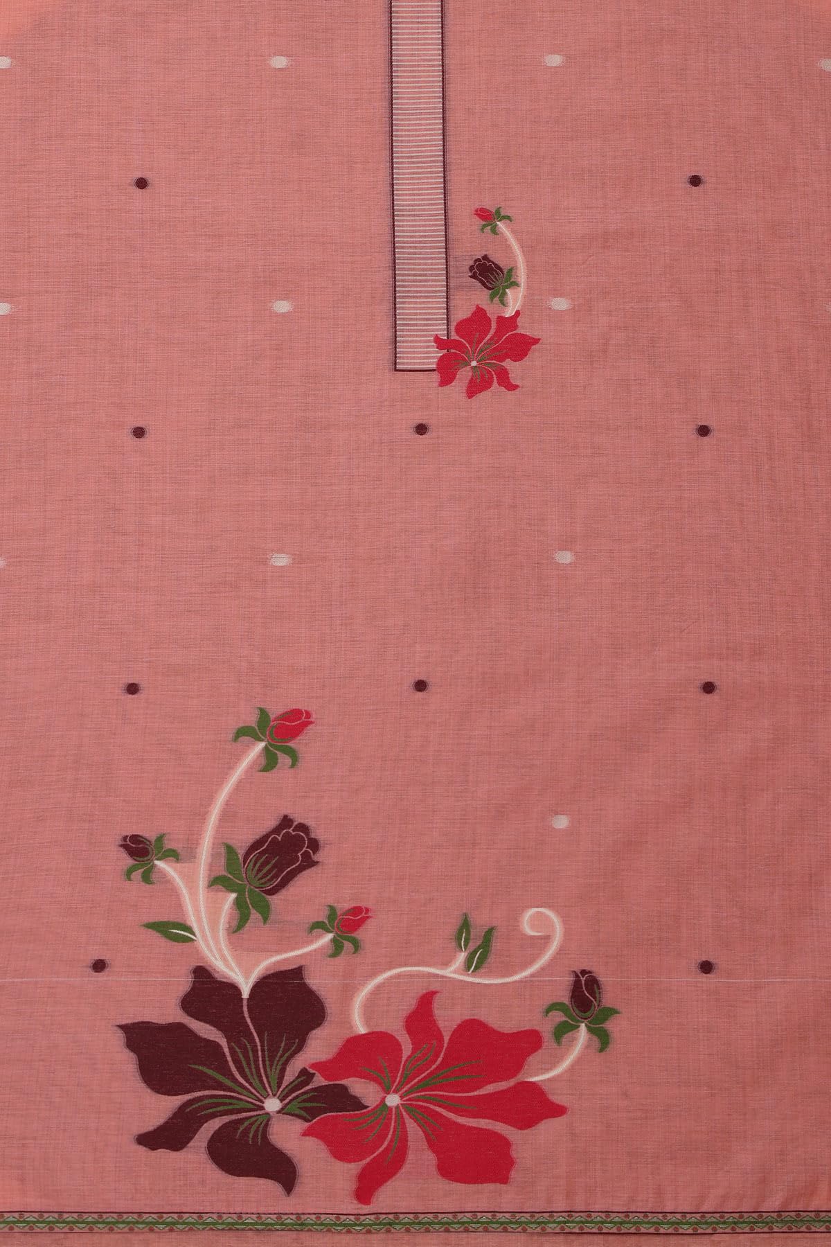 Soch Womens Blush Pink Chanderi Floral Print Unstitched Dress Material With Zari Woven