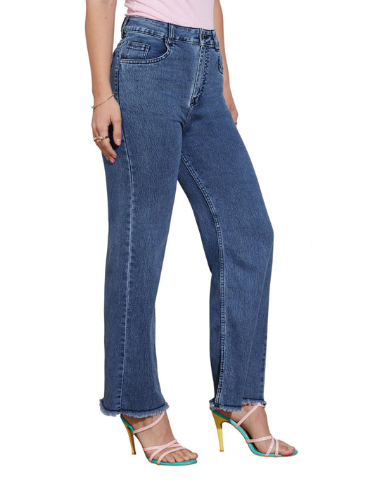Miss Chase Womens Wide-Leg High Rise Regular-Length Stretchable Denim Jeans (MCSS24DEN79-03-542-38, Charcoal Blue, 38)