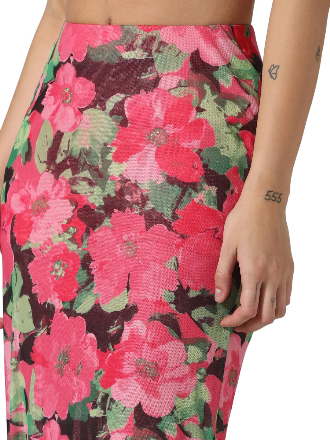 ONLY Women Printed Polyester High Rise Multicolor Pencil Skirt