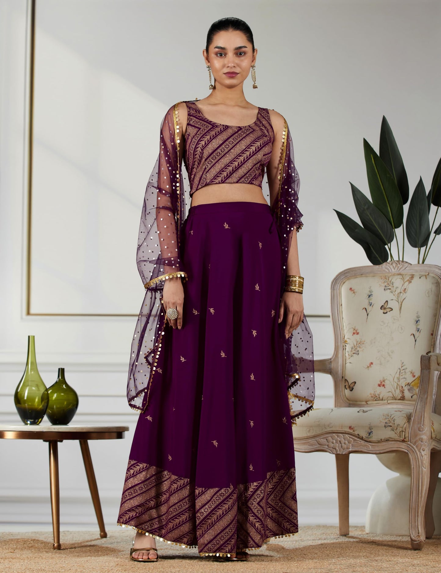 Ahalyaa Women's Polyester Readymade Lehenga Choli (AHBLDUSK-COMBO-649S)