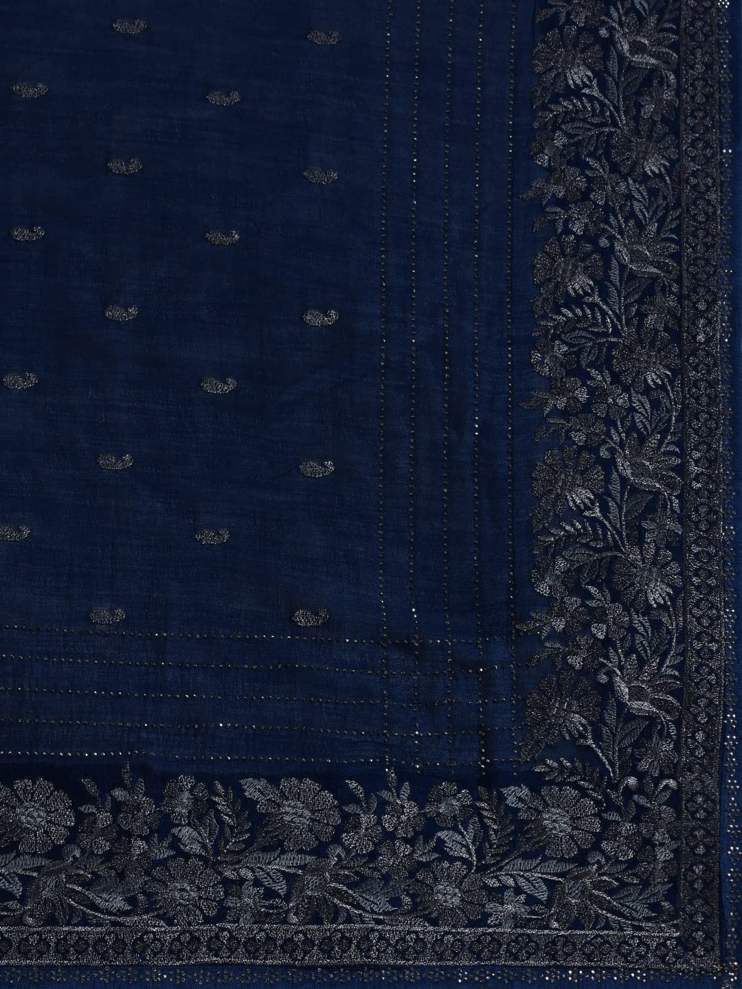 MOHEY Women's Saree, Suitable for Party, Anniversary & Wedding Sari for Women, All Over Jaal, Bordered Art Silk (Blue)