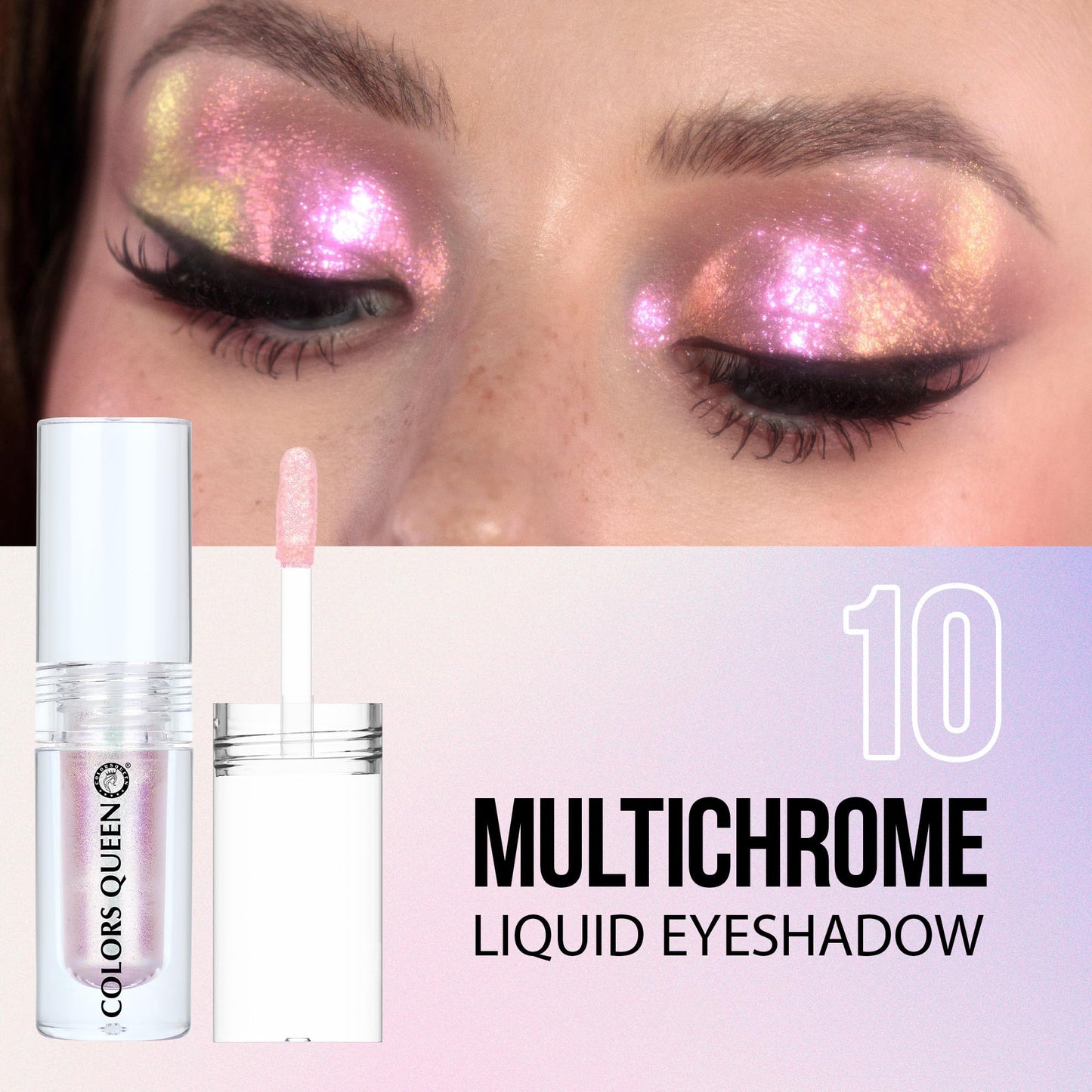 Colors Queen Multichrome Liquid Eyeshadow | Long Wearing & Highly Pigmented Eyeshadow with Metallic Finish | Transfer Proof & Smudge Proof Liquid Eye Shadow for Eye Makeup (10 - Diamond Dust)