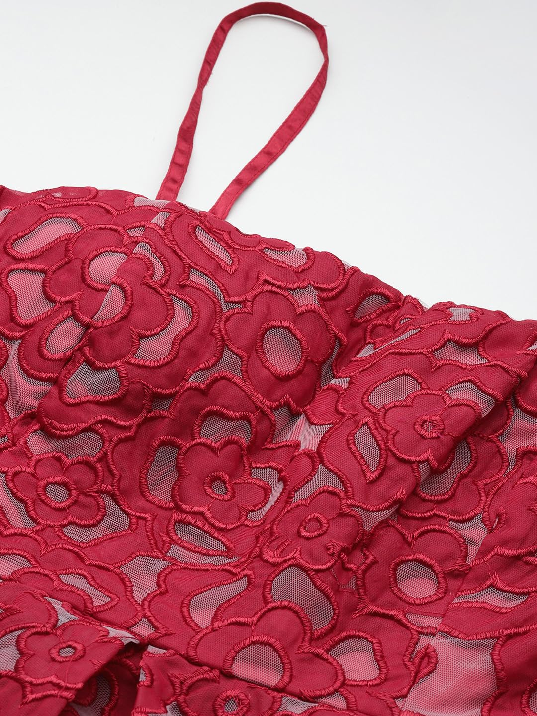 Label RITU KUMAR Red Stella Off-Shoulder Long Dress