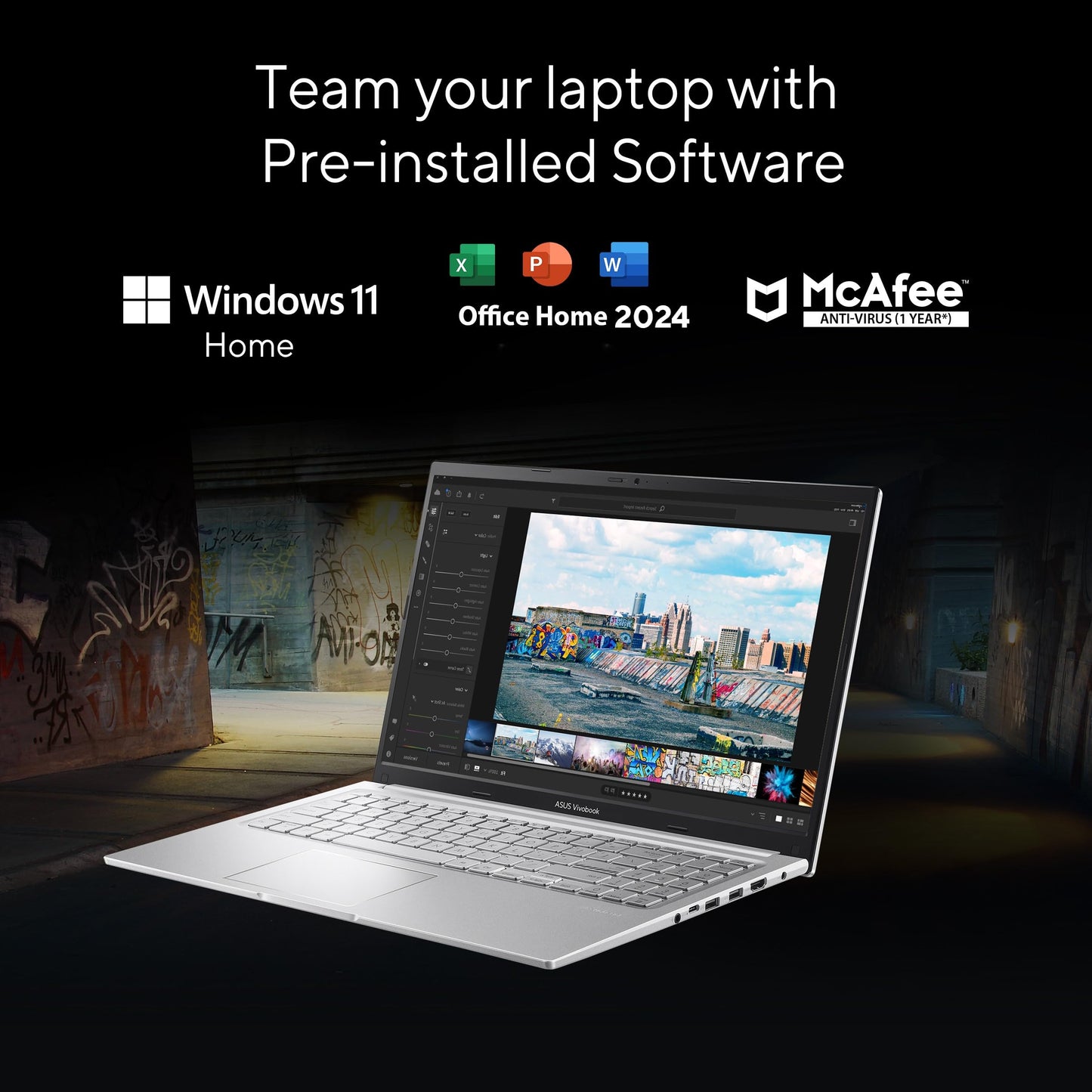 ASUS Vivobook 15, Smartchoice,Intel Corei5 13thGen 13420H, 16GB RAM, 512GB SSD, FHD 15.6", Win11, Office Home'24, M365 Basic (1Year)*, Cool Silver, 1.70kg, X1502VA-BQ835WS, Intel UHD iGPU, Laptop