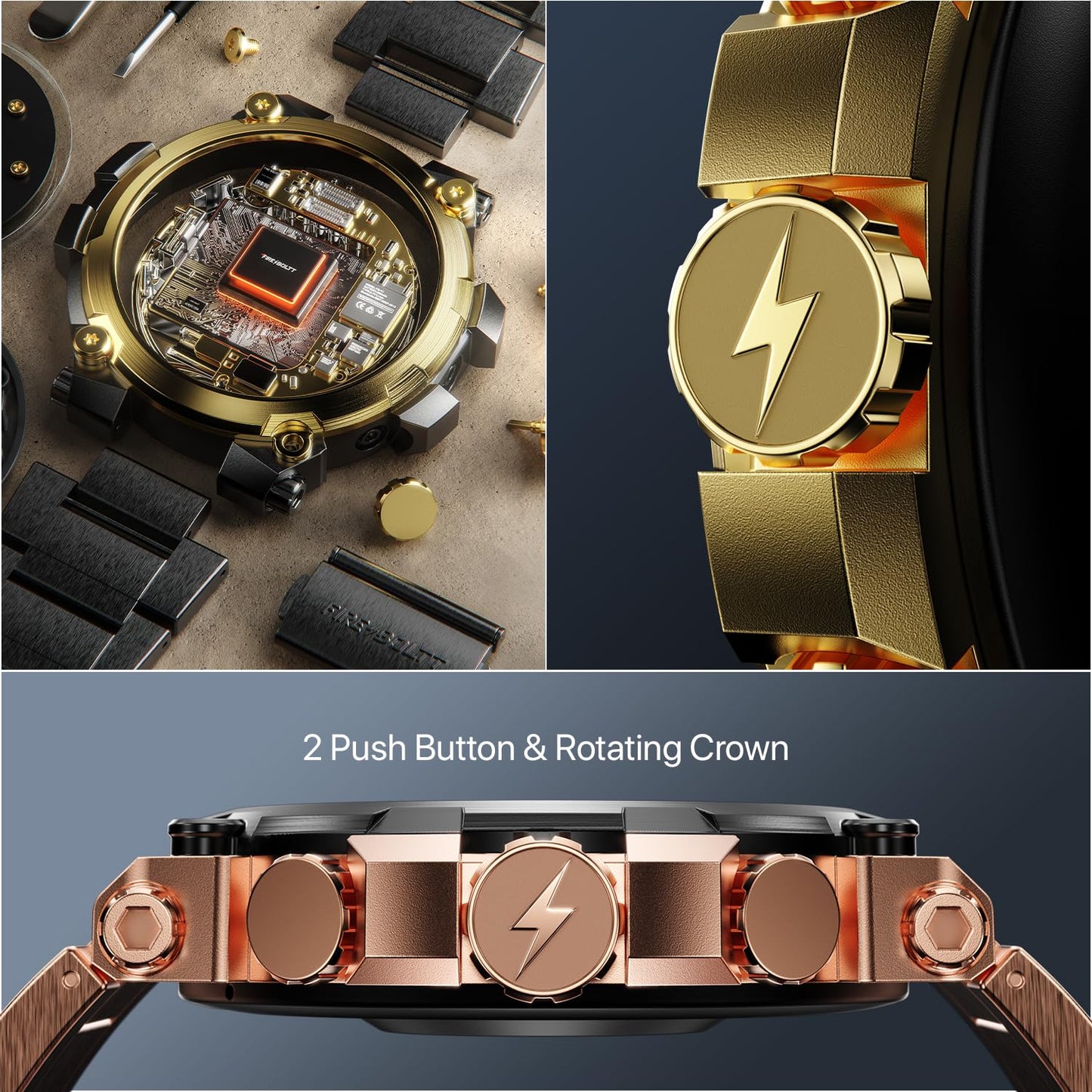 Fire-Boltt Dominian 36.3mm (1.43 inch) AMOLED Display, Stainless Steel Design, 466 * 466 px Resolution, Bluetooth Calling, Multiple Sports Modes, Health Mode, IP67, Weather Updates (Twilight Copper)