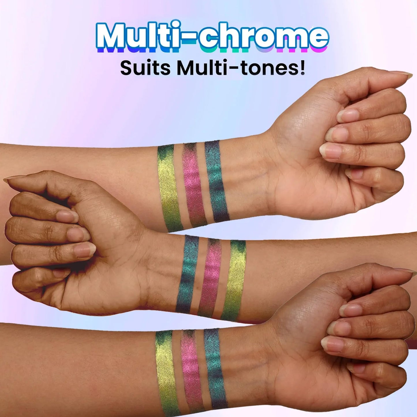 NY Bae Holographic Gel Eyeliner - Pink Chrome 02 | Green Pink Eyeliner (0.25g) | Waterproof & Smudgeproof | Multi-Chrome | Smooth Glide | Long Lasting | Eyeliner + Kajal + Eyeshadow | Eye Makeup