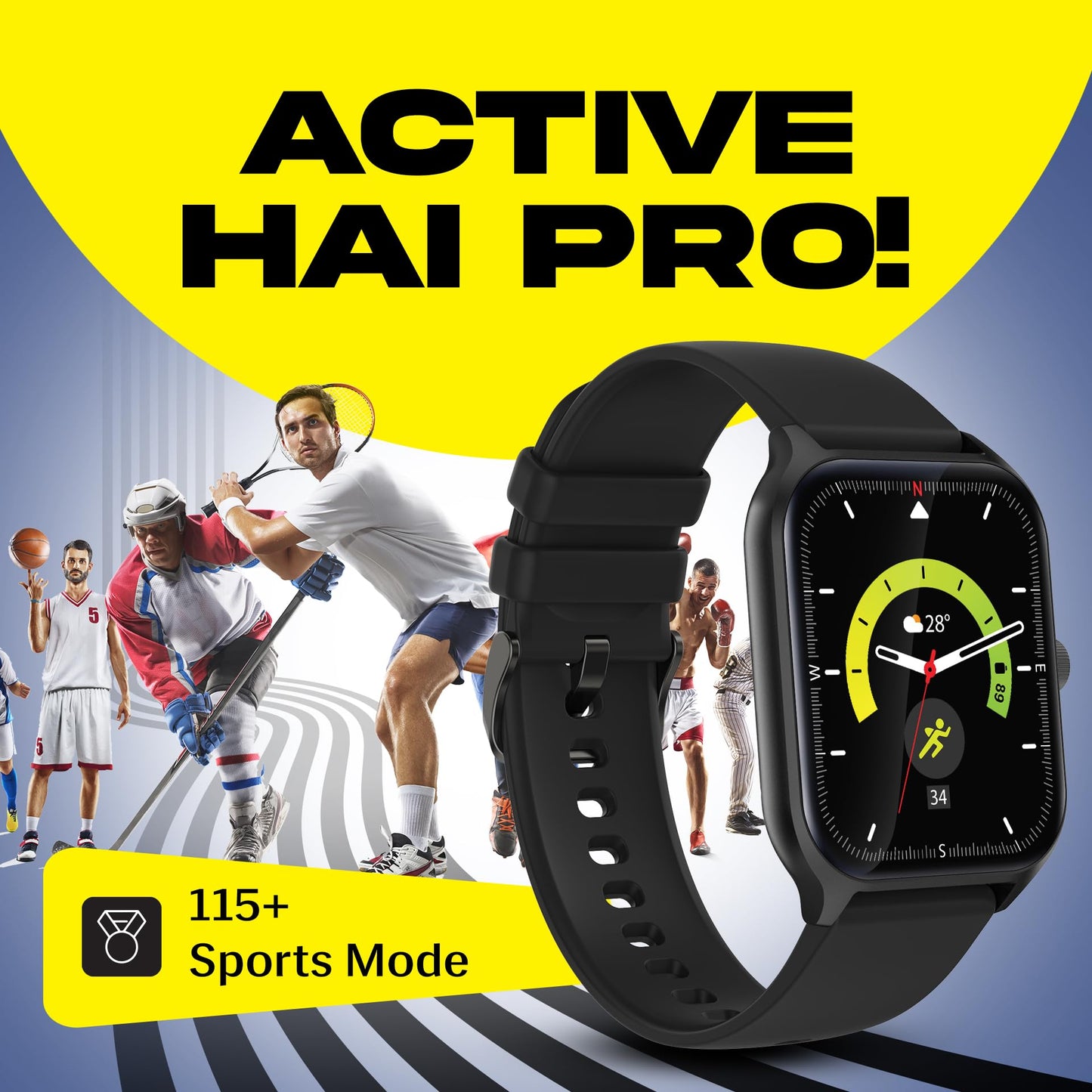 Prowatch VN with 2 Year Warranty | 1.96" TFT Display with High Resolution 320 * 386 | BT Calling | 500 Nits Brightness | Zinc Alloy Metal Body | IP67, Inbuilt Games | Moore Black