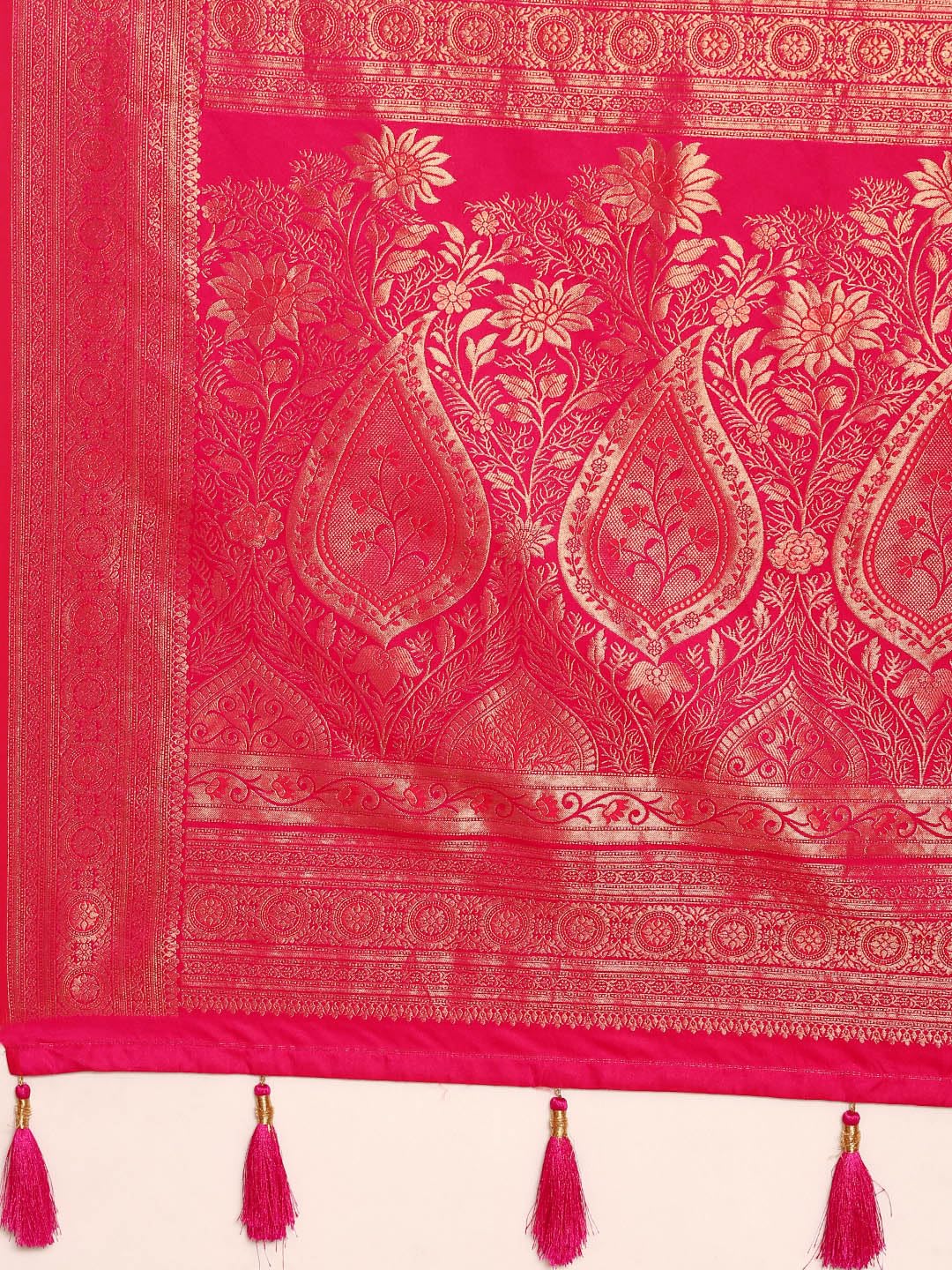 MOHEY Rani Art Silk Zari Weave Saree for Women