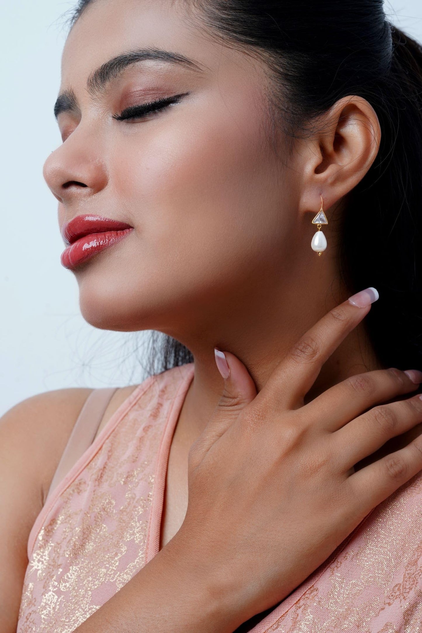 Slayinbyneelima Womens Gold Earrings 14K(585) Ideal For Dailywear Lightweight Gifting Pearl Jewellery.Perfect Also For Wedding Gift, Birthday Gift,