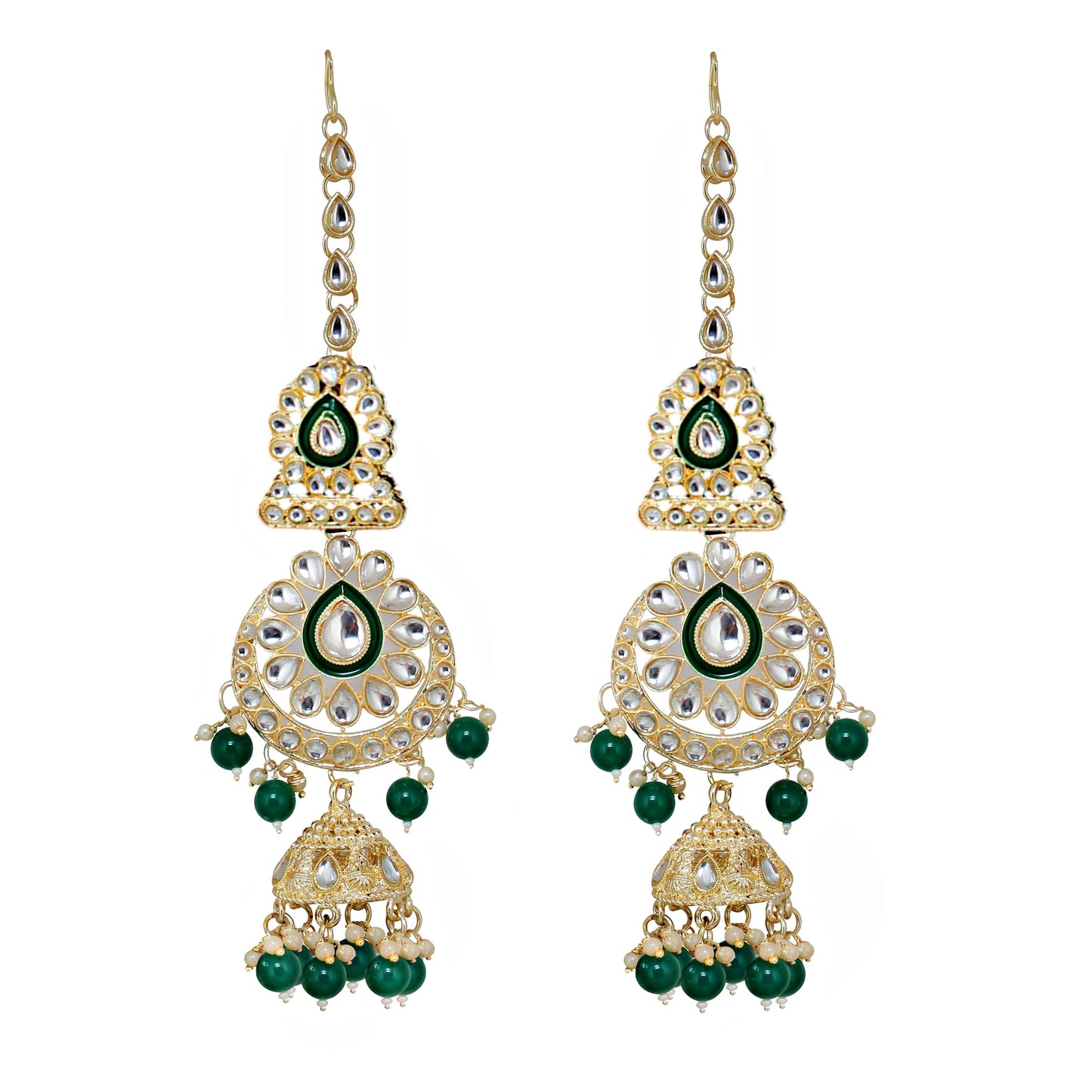 Lucky Jewellery White Kundan And Cz Stone Alloy Bridal Necklace Set For Women (IZK-1604-W)