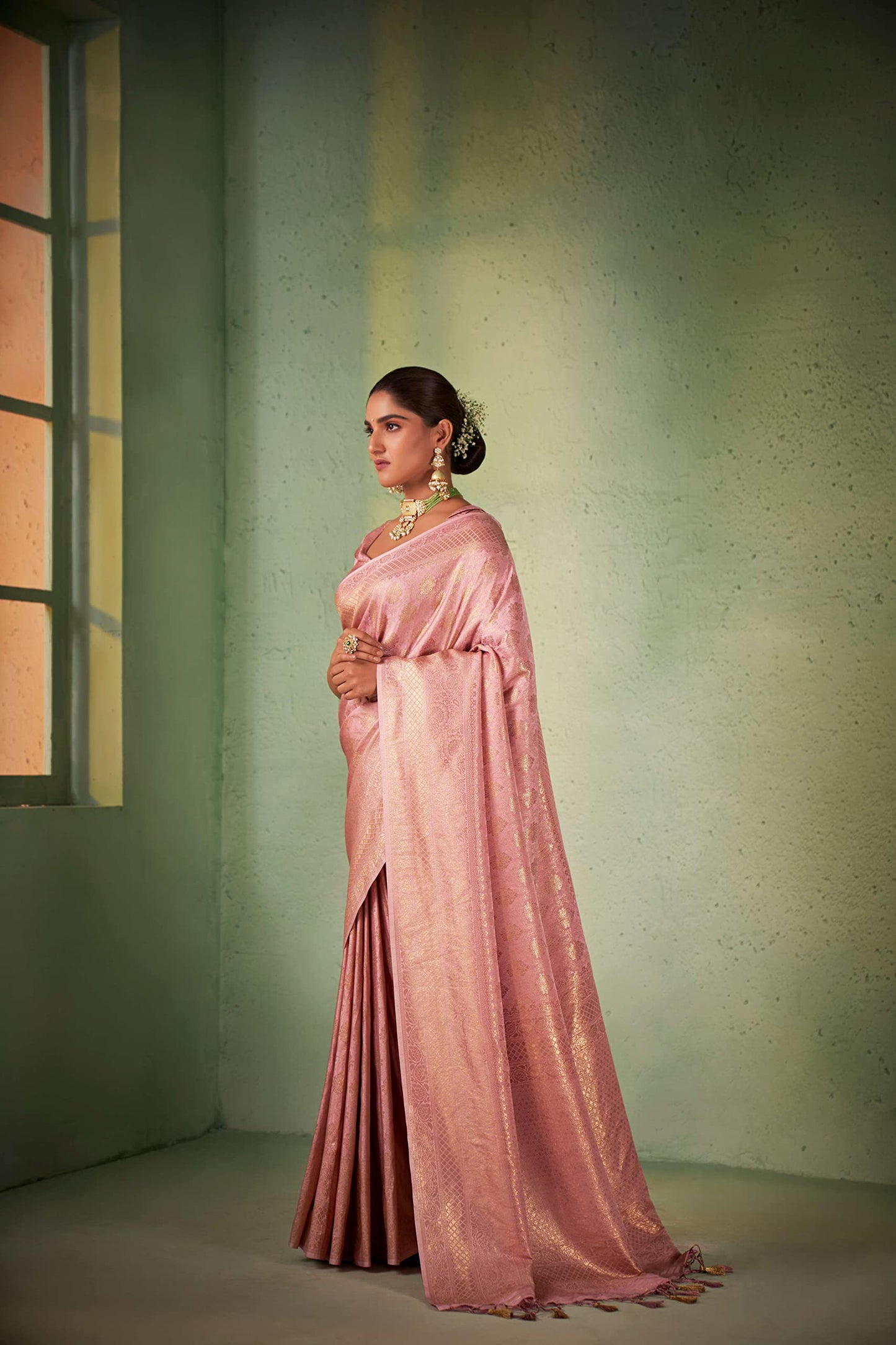 Vardha Women's Banarasi Art Silk Saree with Zari Weave and Unstitched Matching Blouse Piece | Sari for Women