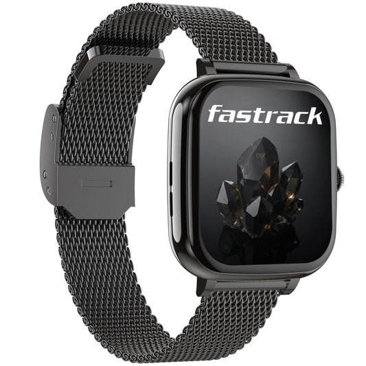 Fastrack Noir Rizz Smart Watch for Women with 1.72" inch Ultra HD Display,Womens Health,AI Watchface & AI Chat,Functional Crown,24/7 Health Suite,BT Calling,IP68,Additional Silicone Strap- Black