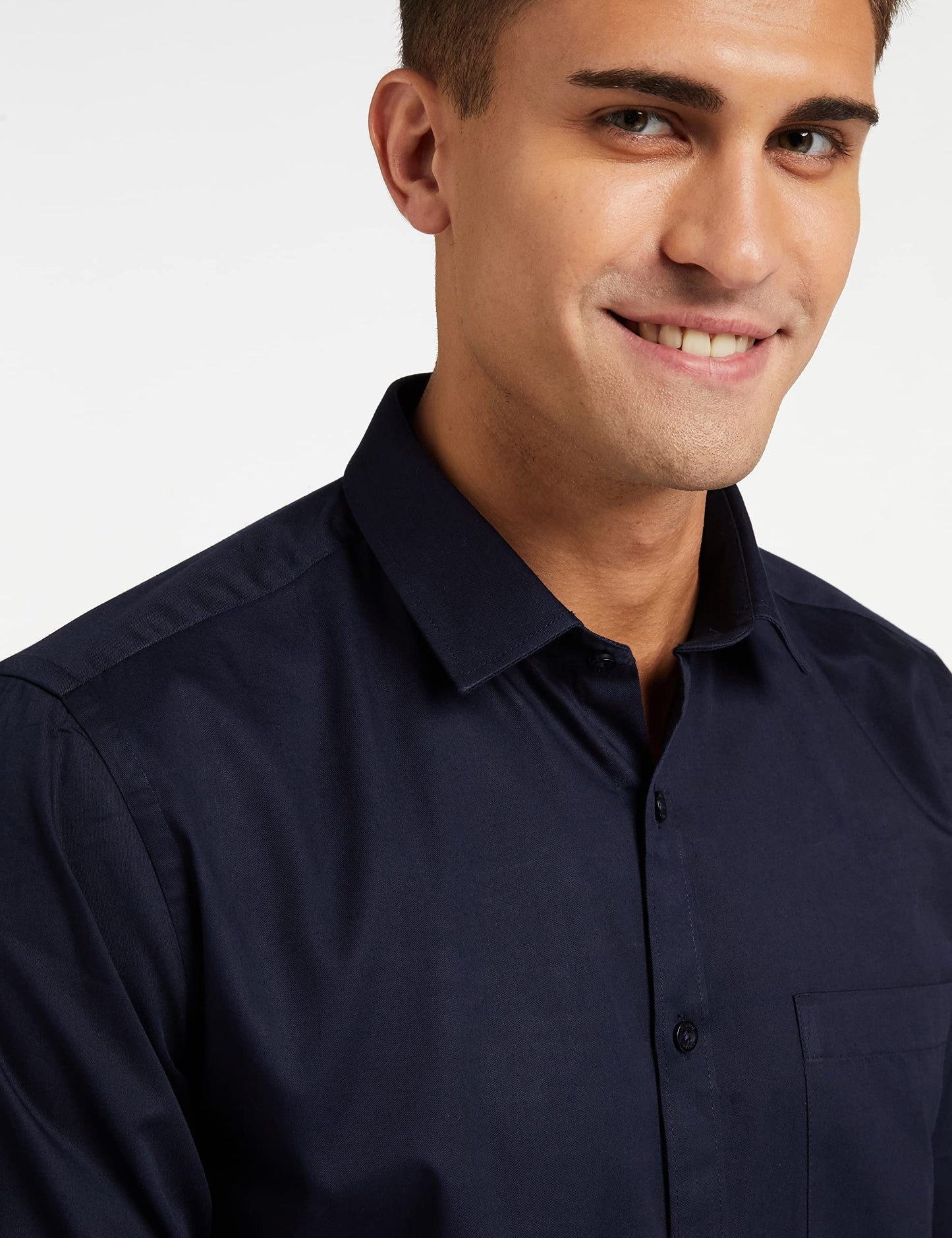 Amazon Brand - Symbol Men's 100% Cotton Slim Fit Formal Shirt Navy 38