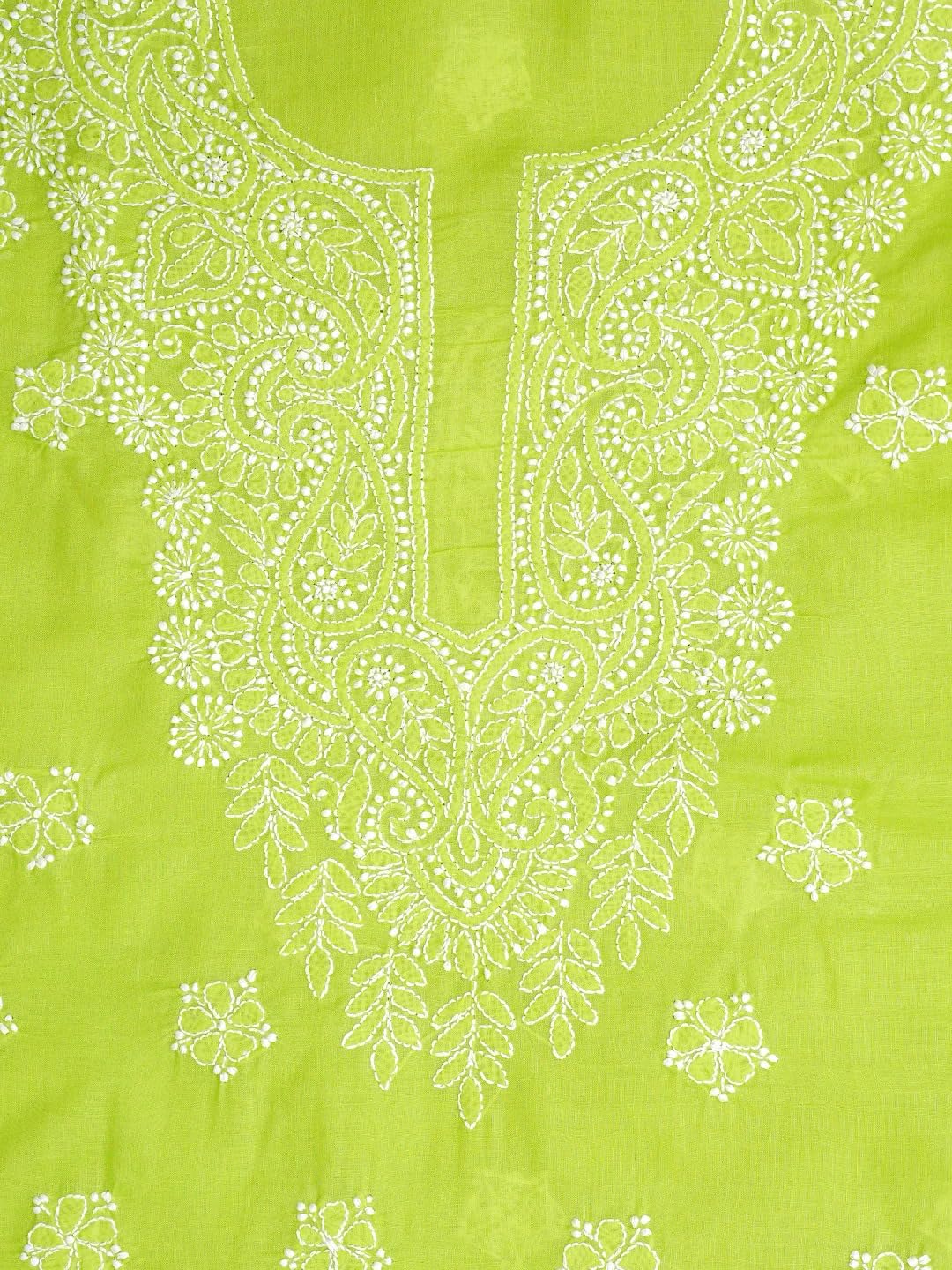 Ada Hand Embroidered Lucknowi Chikankari Unstitched Cotton Dress Material Suit Piece with Dupatta for Women A211365 Green