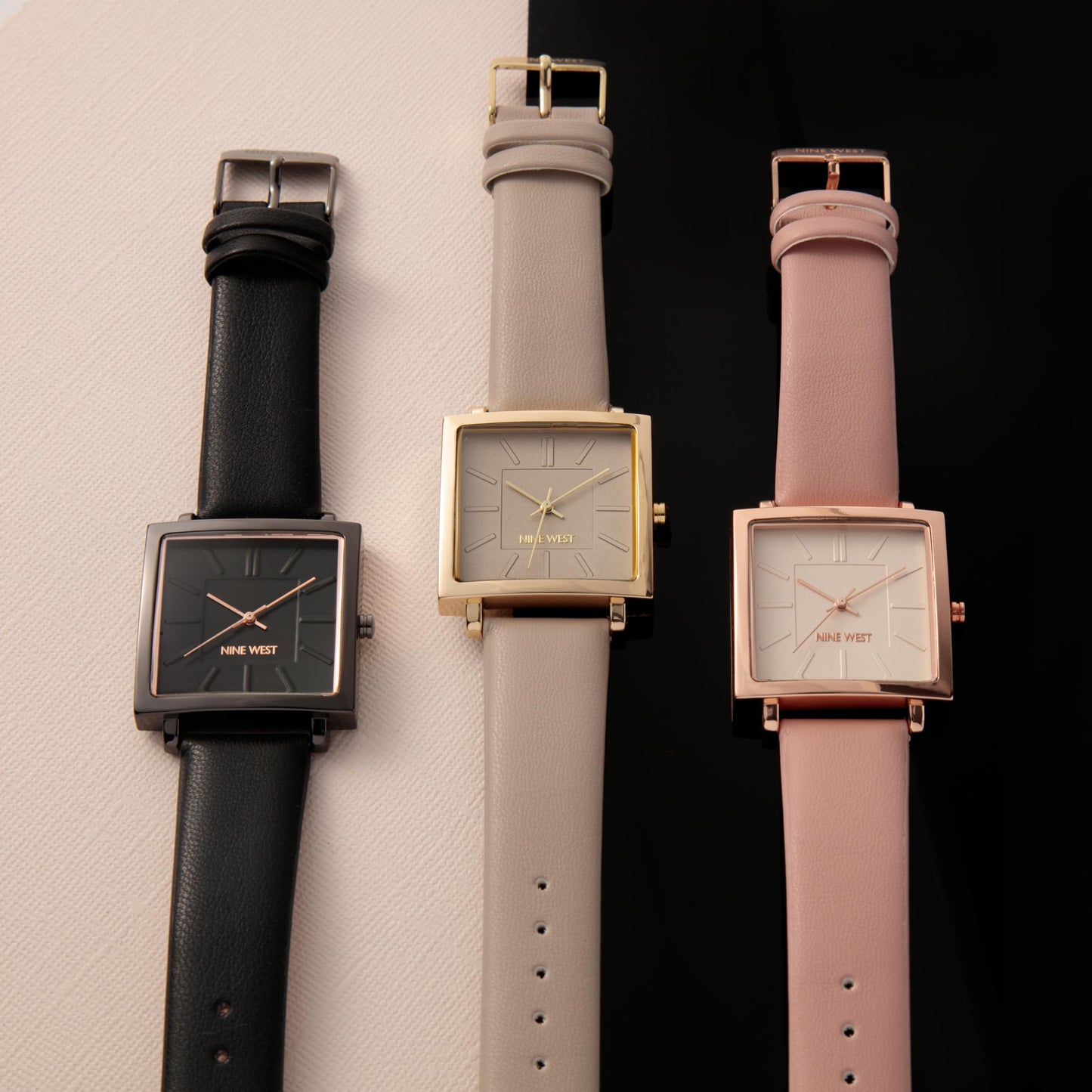 Nine West Women's Strap Watch, Black/Gunmetal Grey, NW/2923GYBK