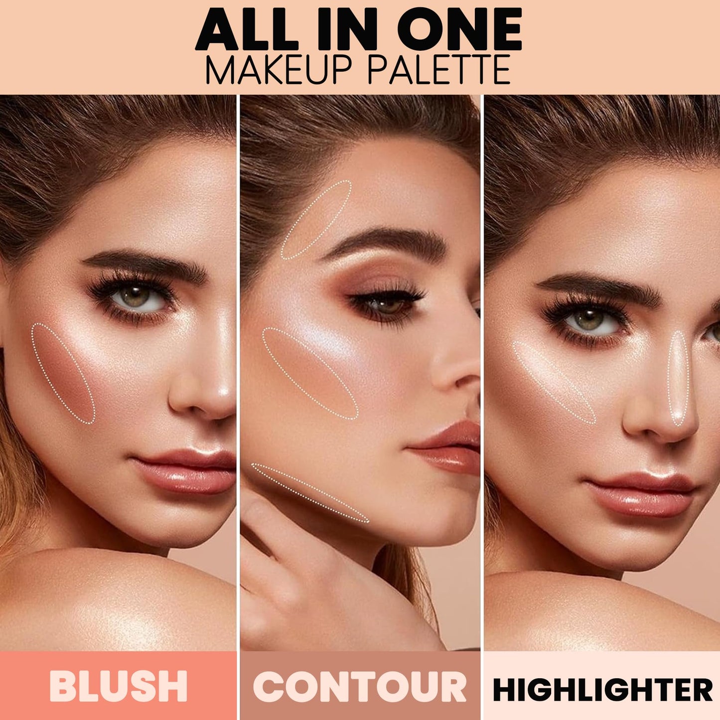Shryoan Contour Blush and Highlighter 8 Color Palette | Highly Pigmented & Long Lasting | Semi-Matte Finish | Medium Coverage | Paraben-Free (28.0 gram) (Shade 02)