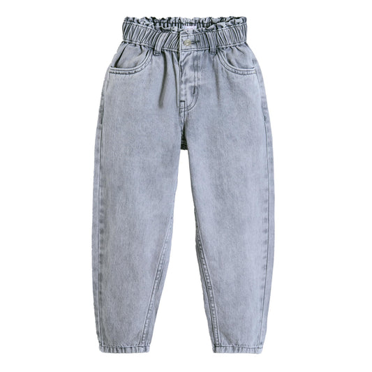Hopscotch Girls Grey Balloon Fit Cotton Denim Jeans for Ages (3-4 Years)