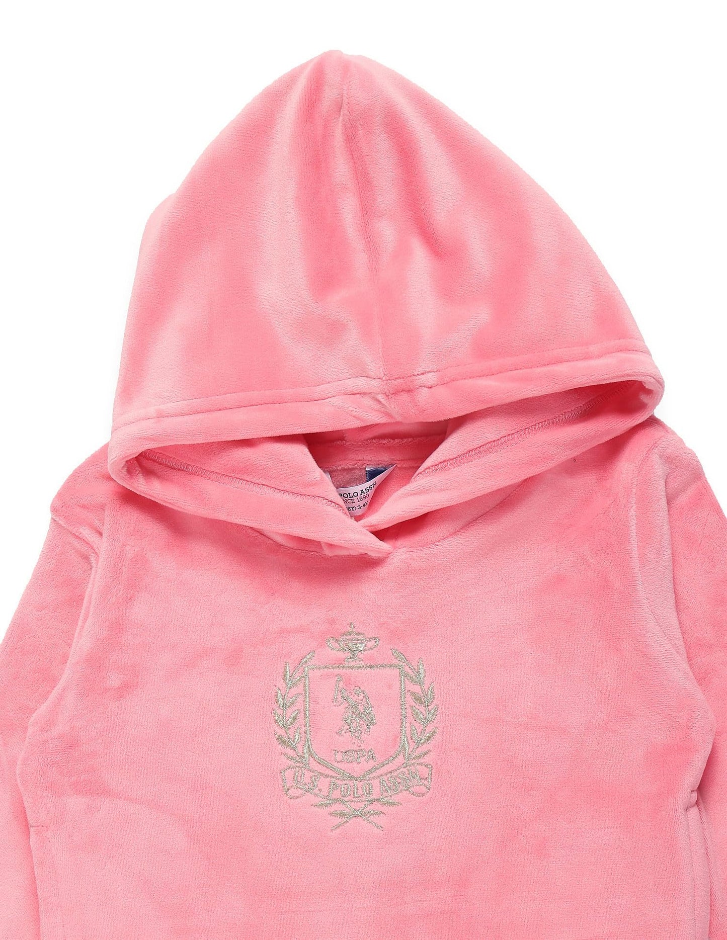 U.S. POLO ASSN. Girls Embroidered Logo Hooded Sweatshirt Light Pink