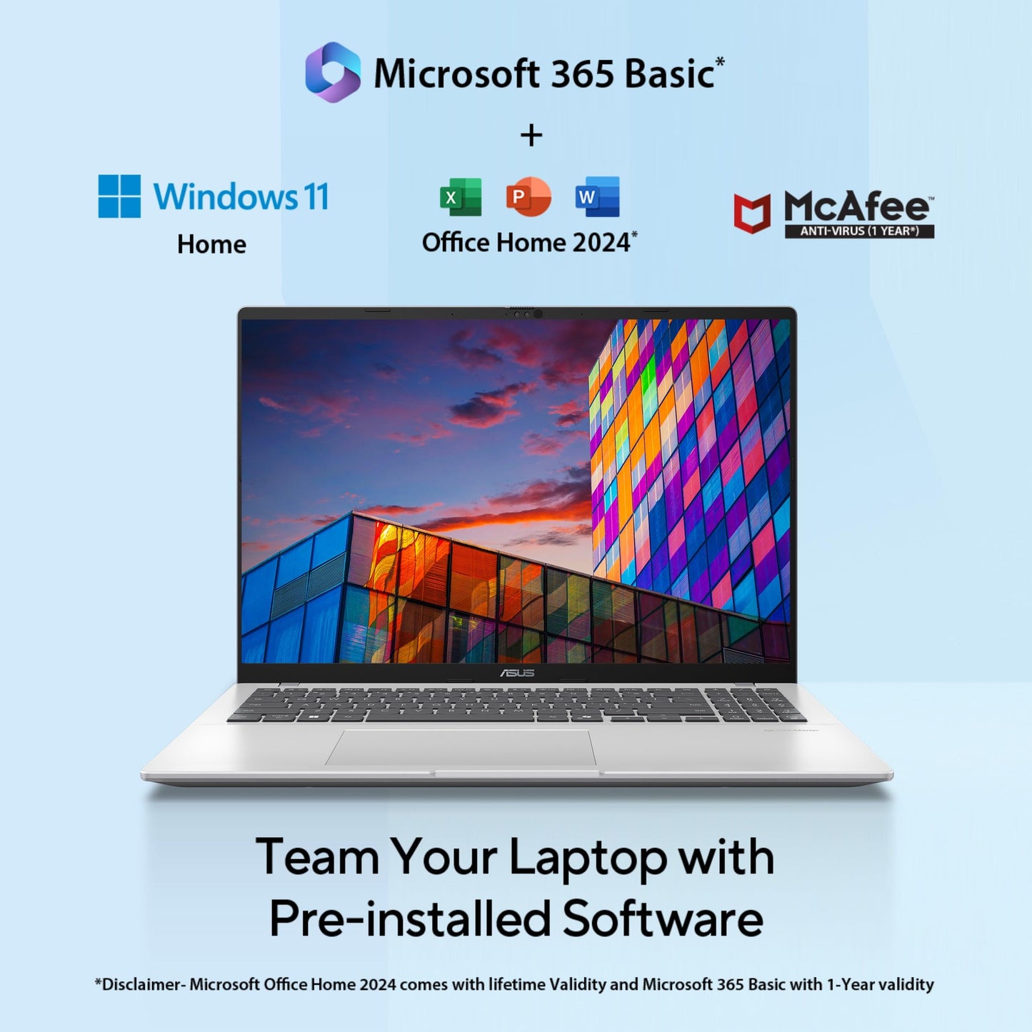 ASUS Vivobook 16,Intel Core Ultra 5 (Series 2),Thin & Light(Intel iGPU/16GB RAM/512GB SSD/FHD+/16"/60Hz/Backlit Keyboard/Windows 11/M365 Basic (1Year)*/Office Home 2024/Silver/1.88 kg) X1607CA-MB142WS