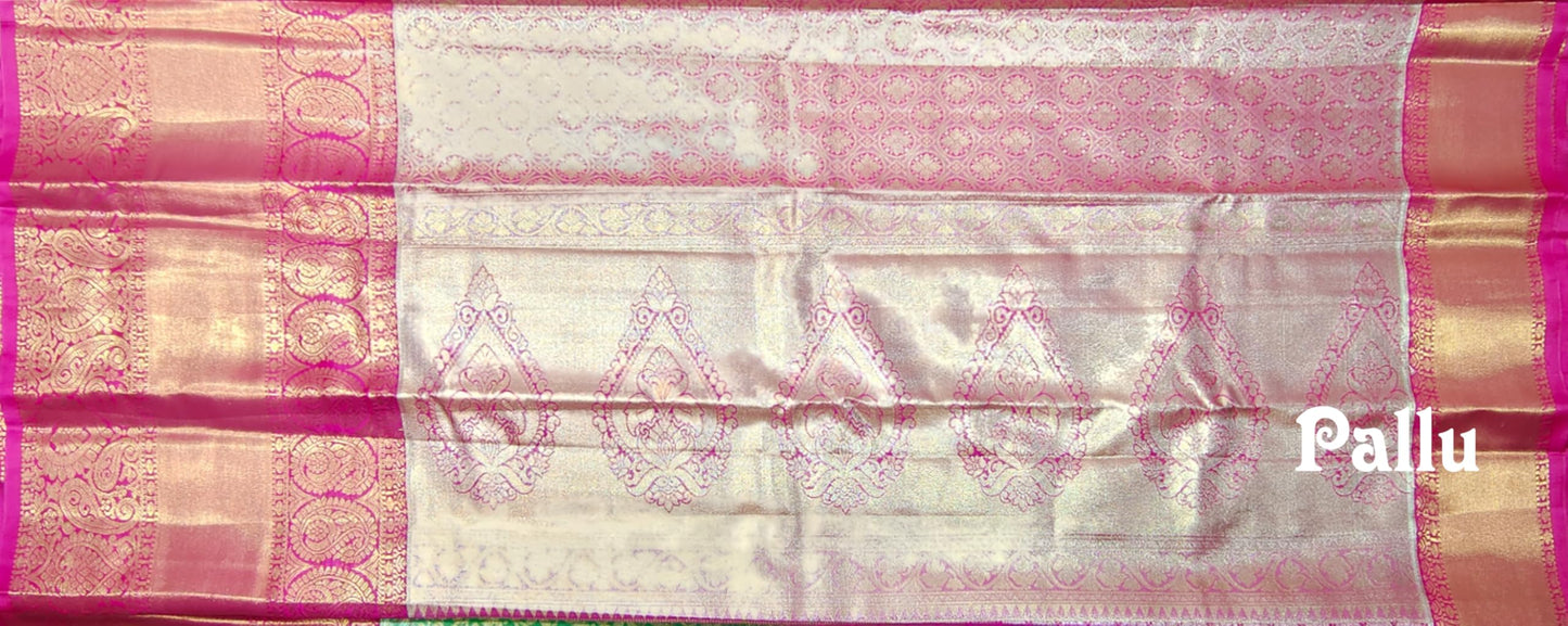 SREE KUMARAN Women's Kanchipuram Silk Pure Pattu Sarees With Blouse (VSK305-1), Blue