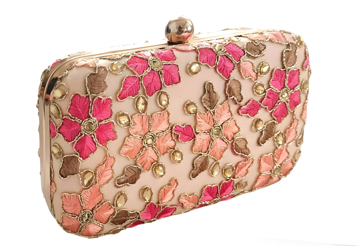 DUCHESS Women's Floral Peach Box Clutch (7"x4")