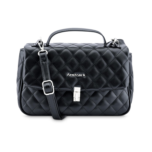 Fastrack Quilted Chic Satchel | Faux-Leather Women's Handbags| Ladies Purse Handbag | Satchel for Casual Carry