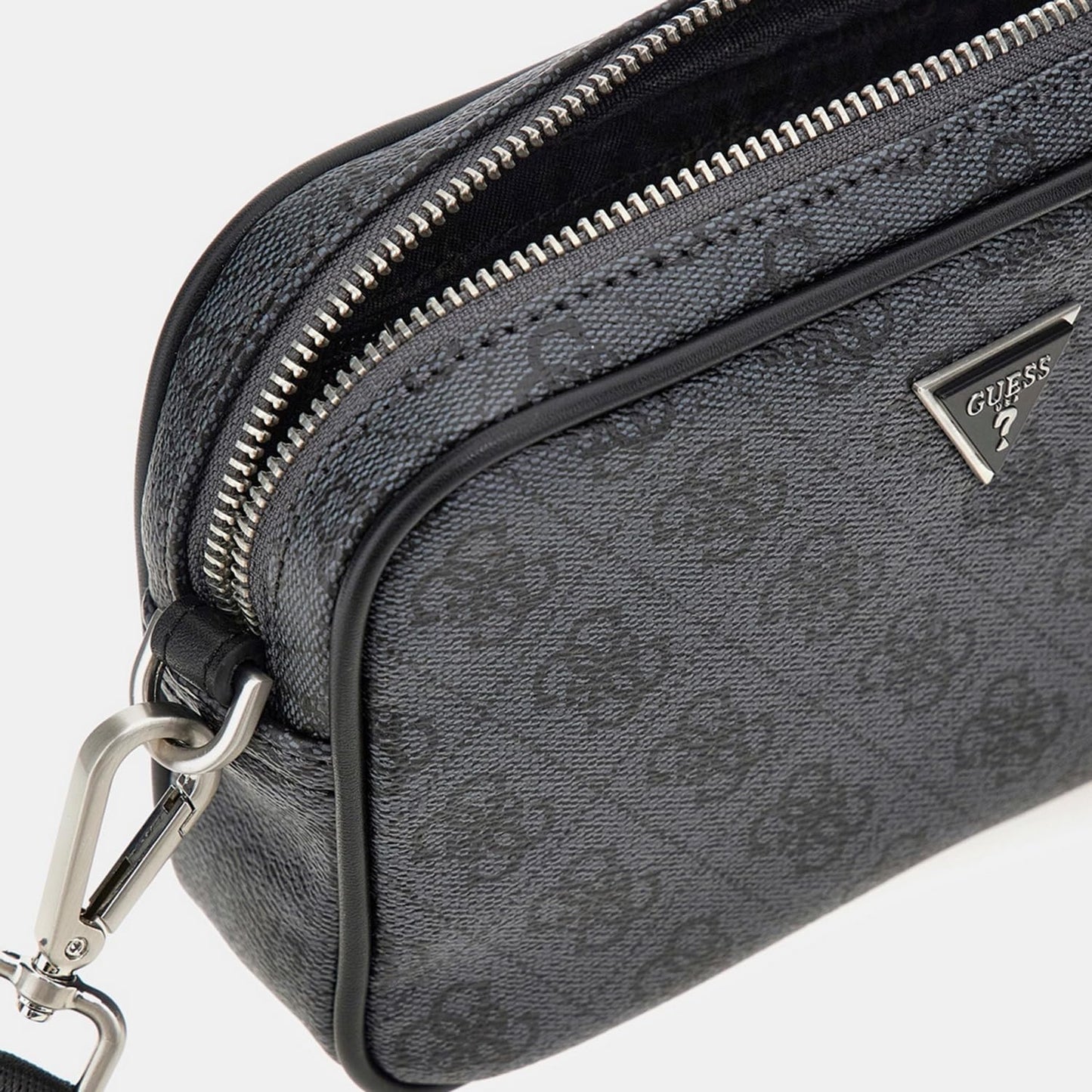GUESS Men Grey Printed PU Crossbody Bag