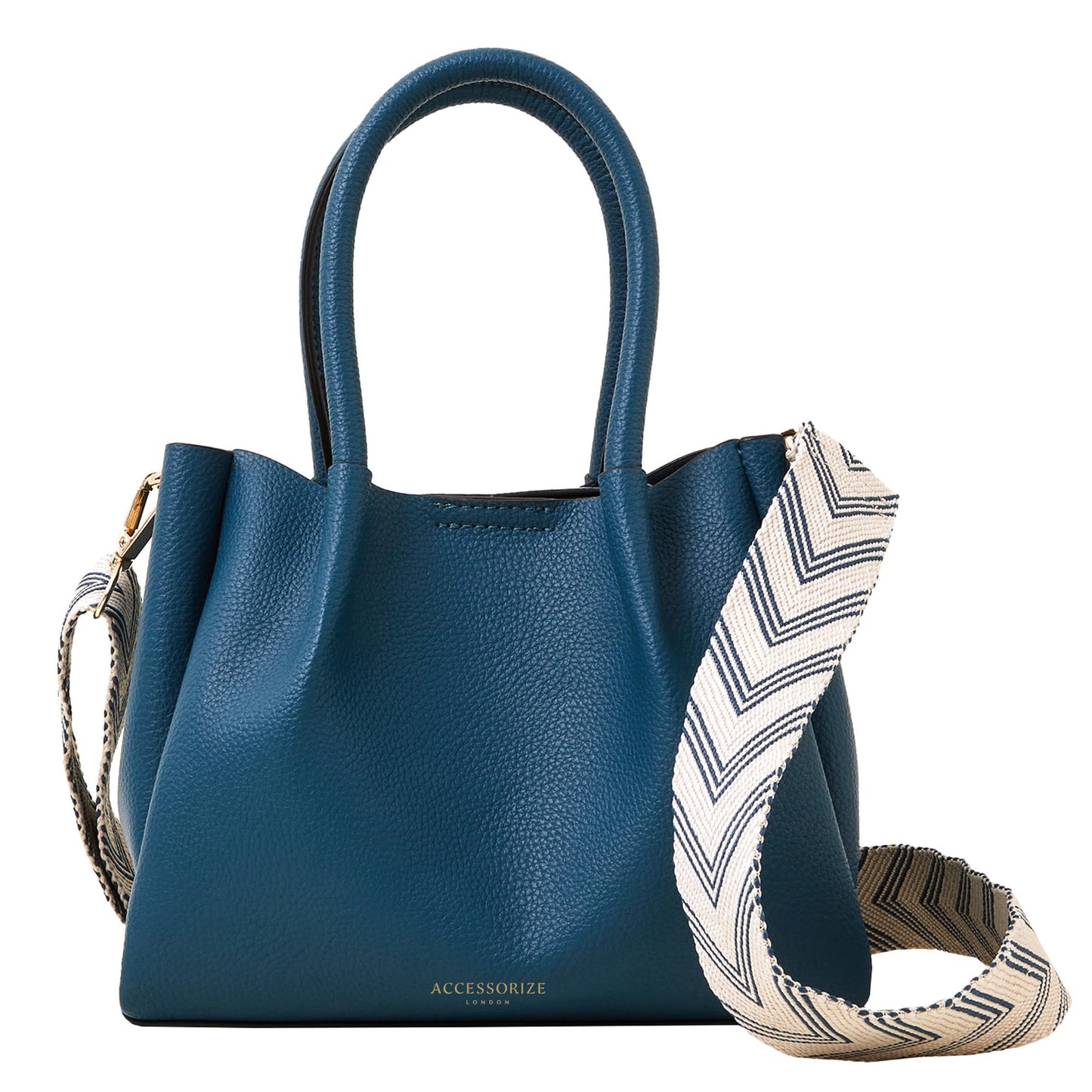 Accessorize London Women's Blue Soft Webbing Strap Sling Bag