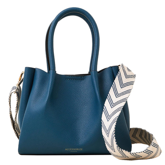 Accessorize London Women's Blue Soft Webbing Strap Sling Bag