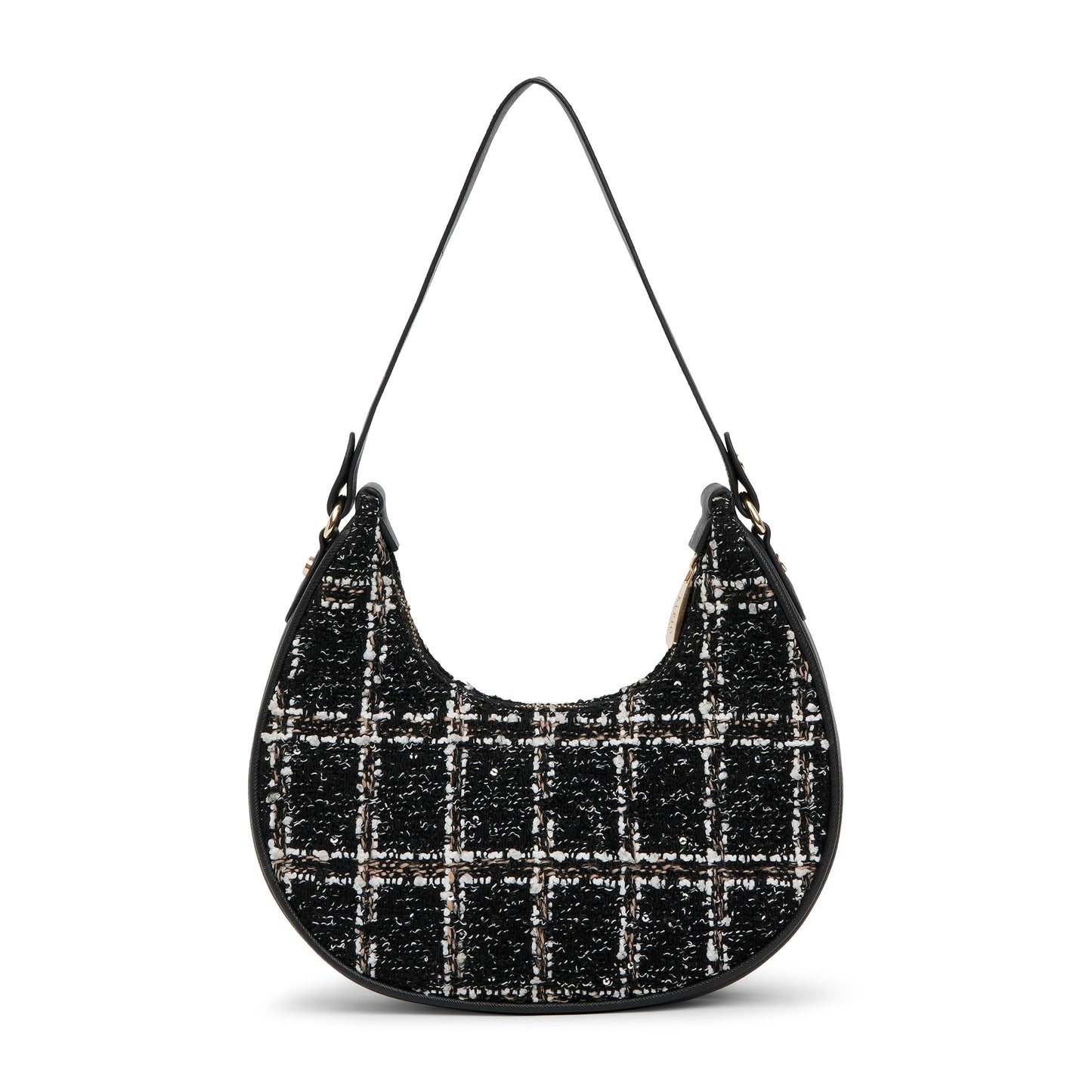 KLEIO Tweed Shoulder Hand Bag for Women Girls with a Zip Closure