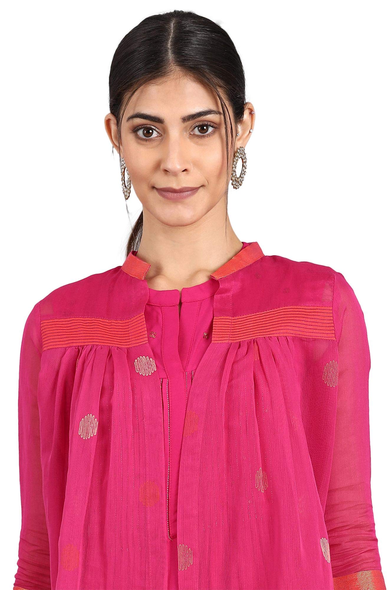 W for Woman Women's Rayon Salwar Suit Set (19AUWS12903-212656_Pink_XS (6))
