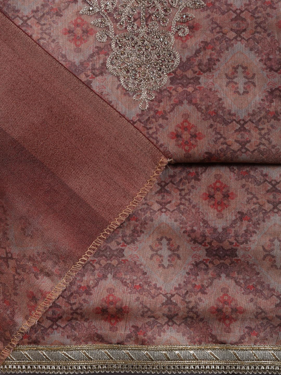 Meena Bazaar Printed Cotton Unstitched Kurta with Bottom & Dupatta