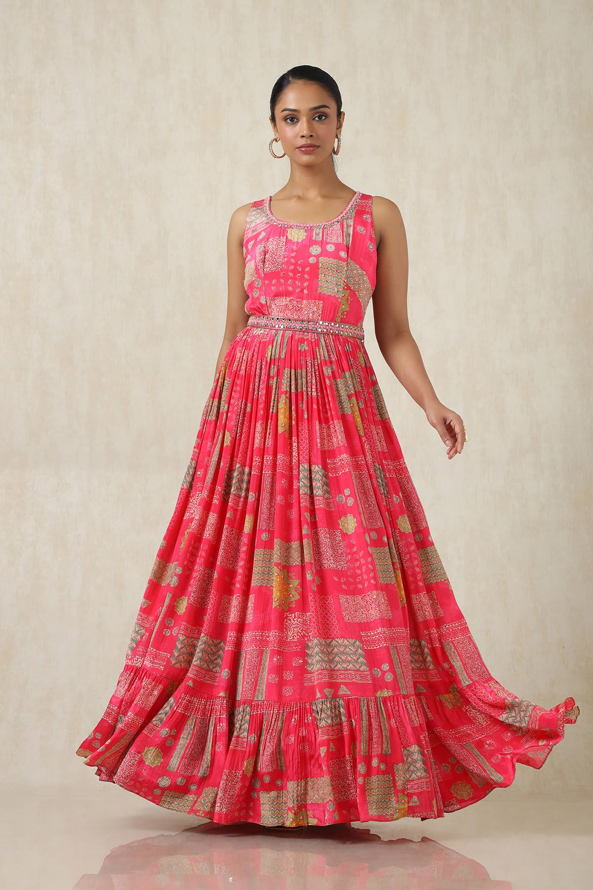 Soch Women's Viscose Crepe Maxi Gown (OWA4CD21148_Fuchsia